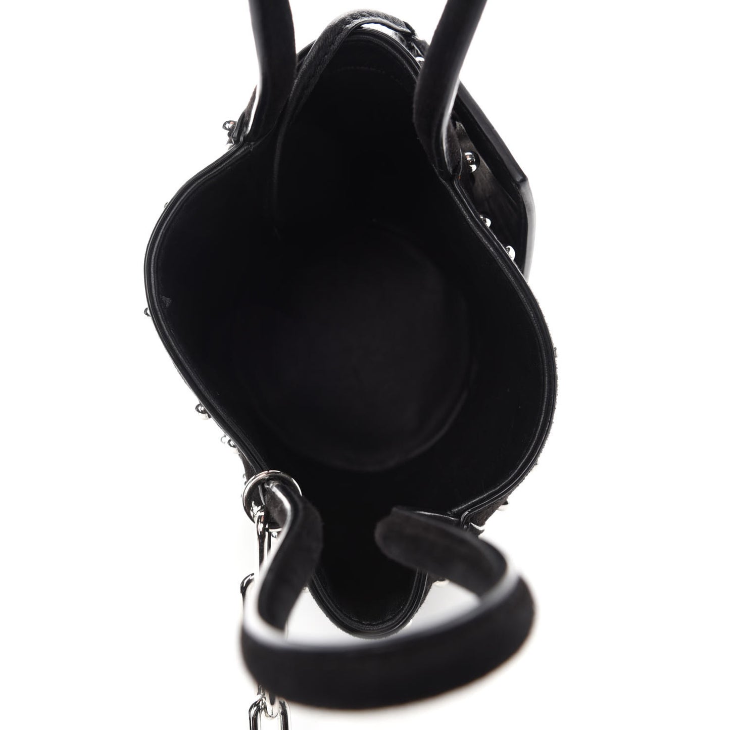 Suede Studded Mini Roxy Bucket Bag Black