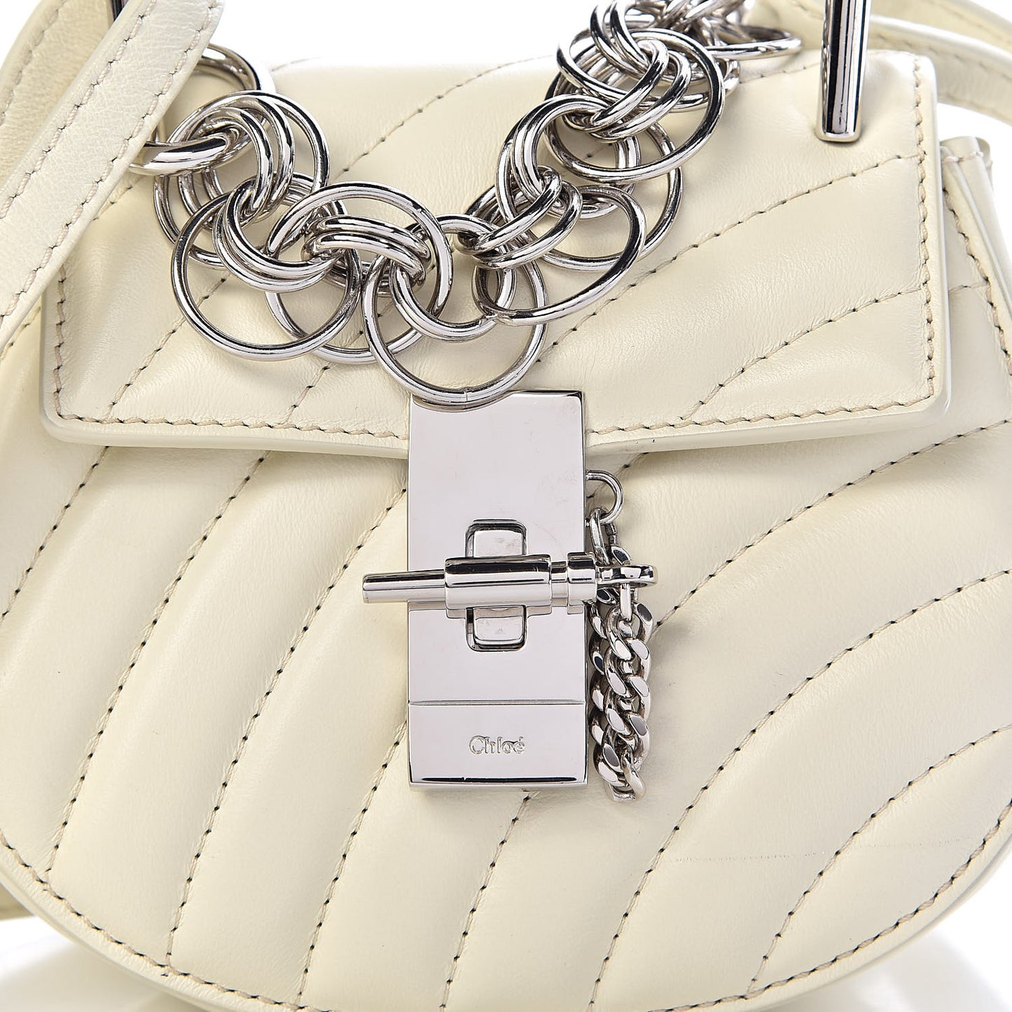 Calfskin Quilted Nano Drew Bijou Shoulder Bag White