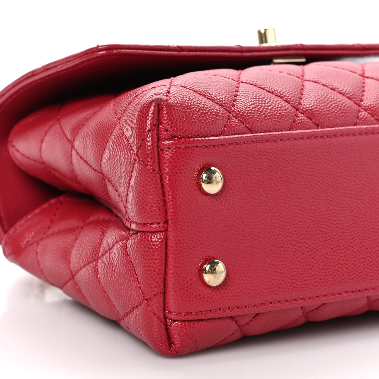 Caviar Quilted Mini Coco Handle Flap Red