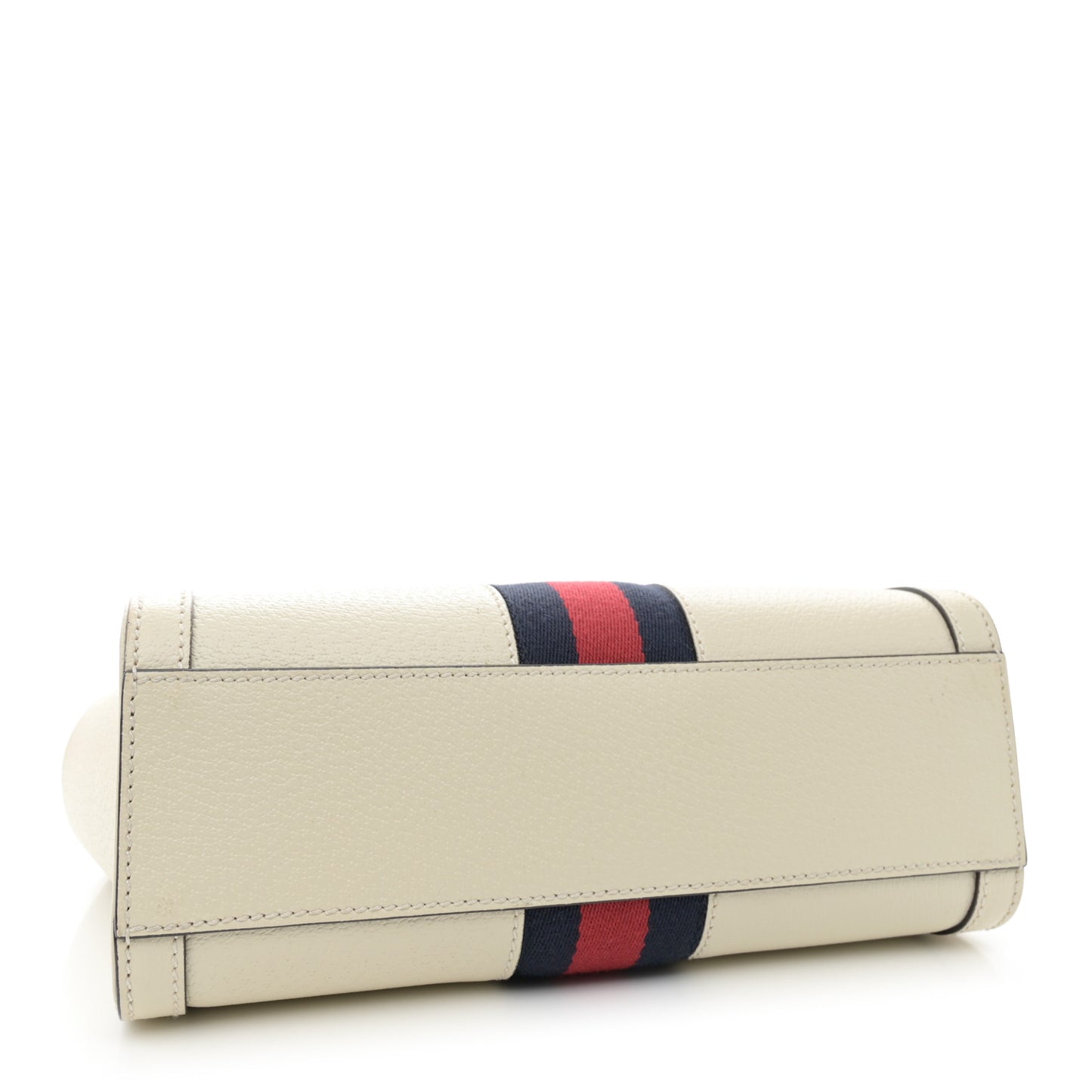Textured Calfskin Web Small Ophidia Tote Bag Mystic White