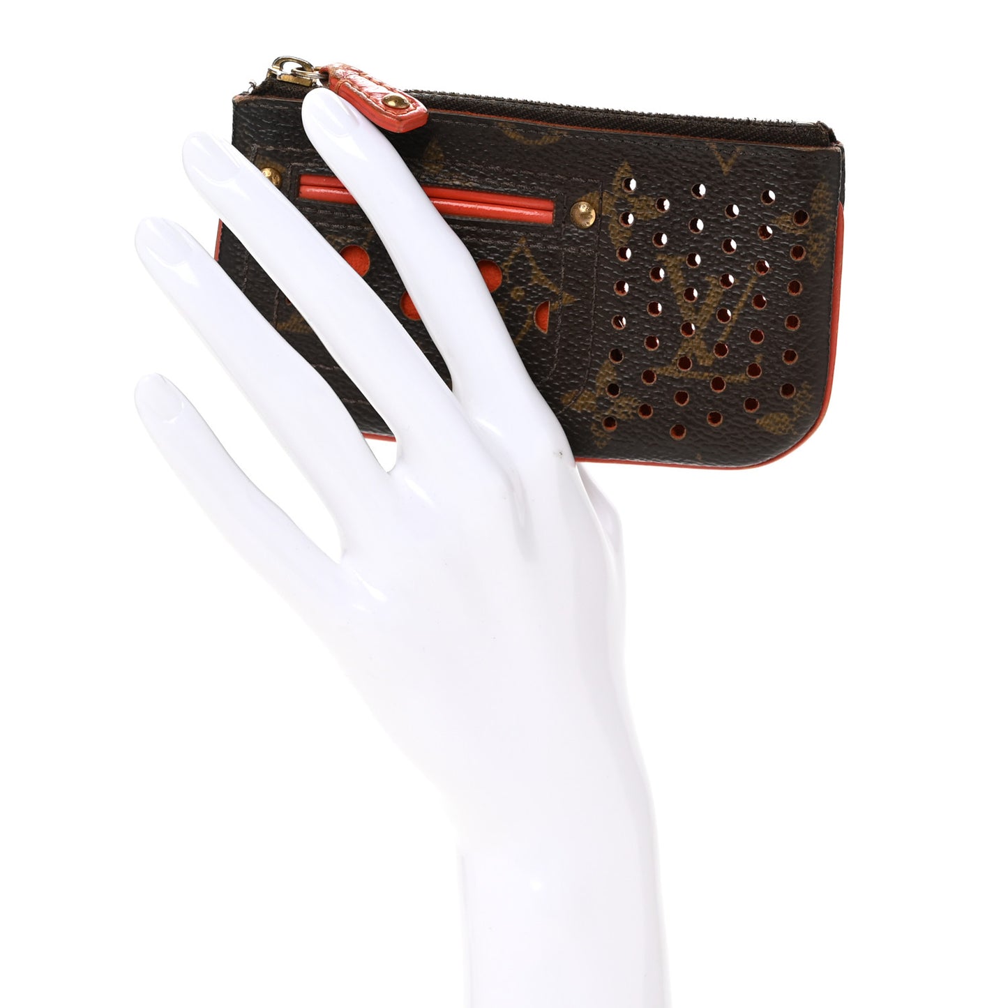 Monogram Perforated Key Pouch Orange