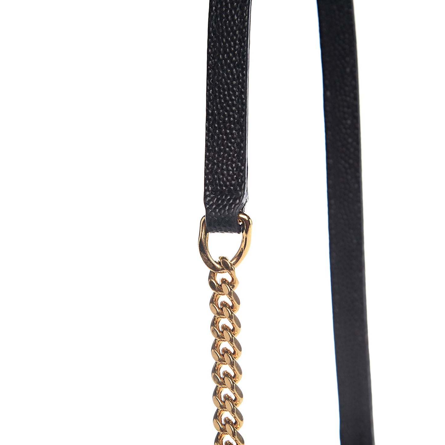 Grain De Poudre Matelasse Chevron Monogram Envelope Chain Wallet Black