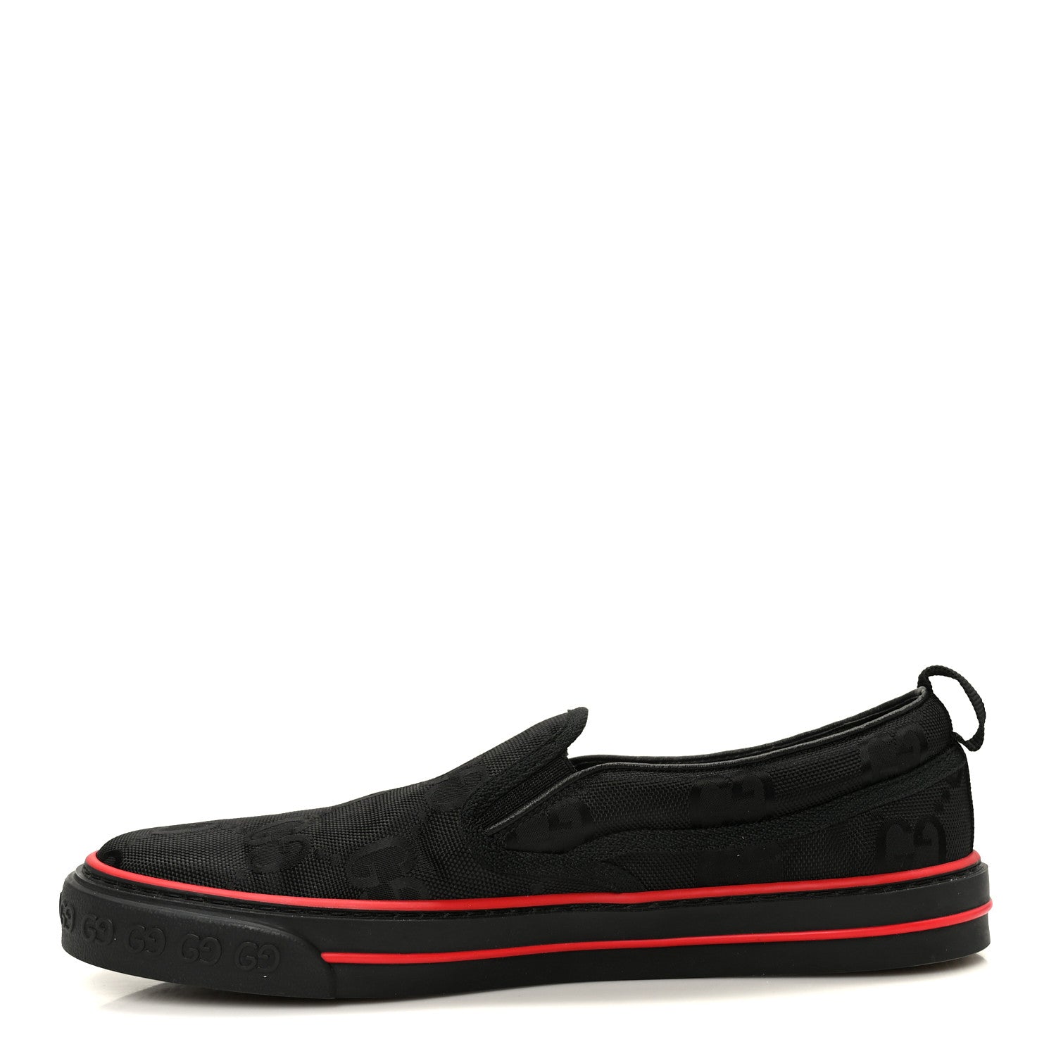 Gucci GG Nylon Mens 1977 Tennis Slip On Sneakers 8.5 Black 1863930