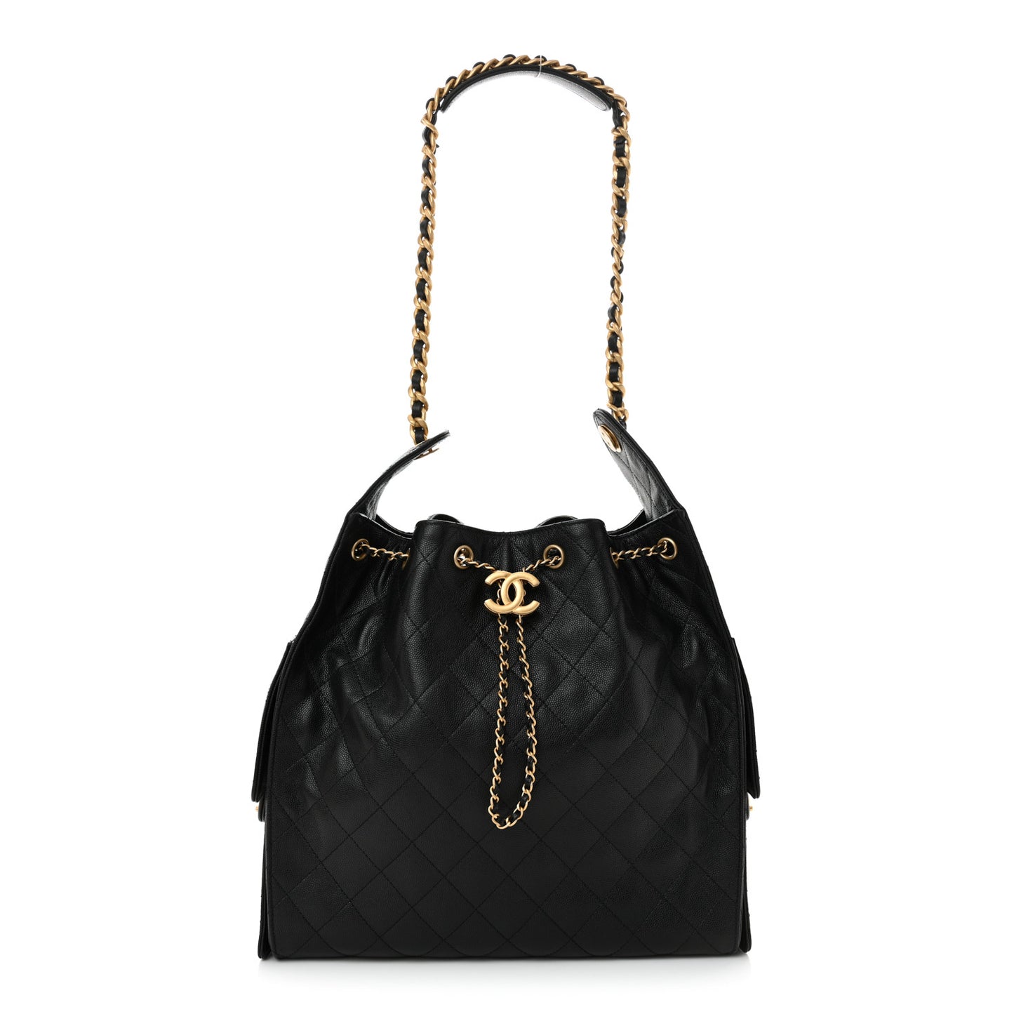 Caviar Quilted Medium Chanel 25 Handbag Black