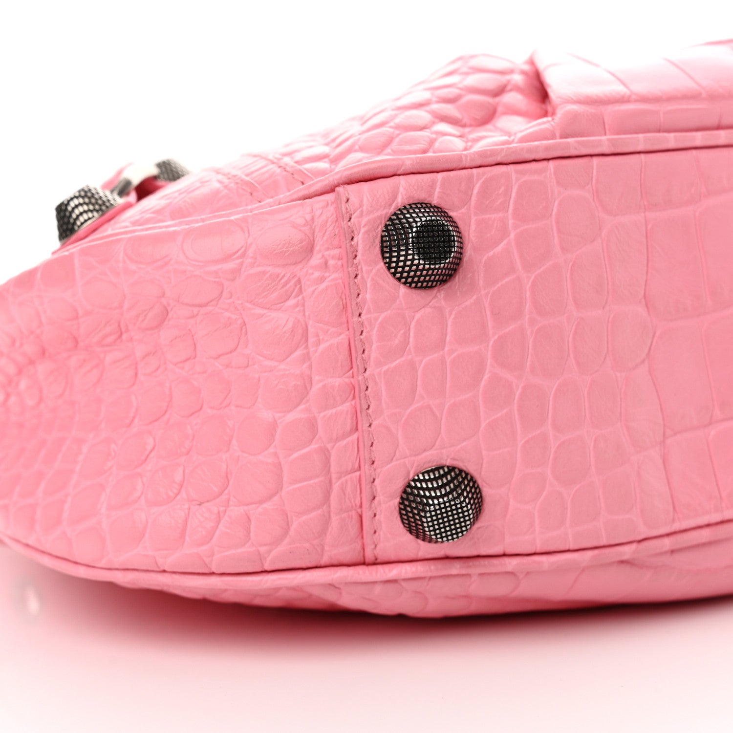 Balenciaga Extra Supple Calfskin Crocodile Embossed Small Le Cagole Shoulder Bag Sweet Pink 10 of 13