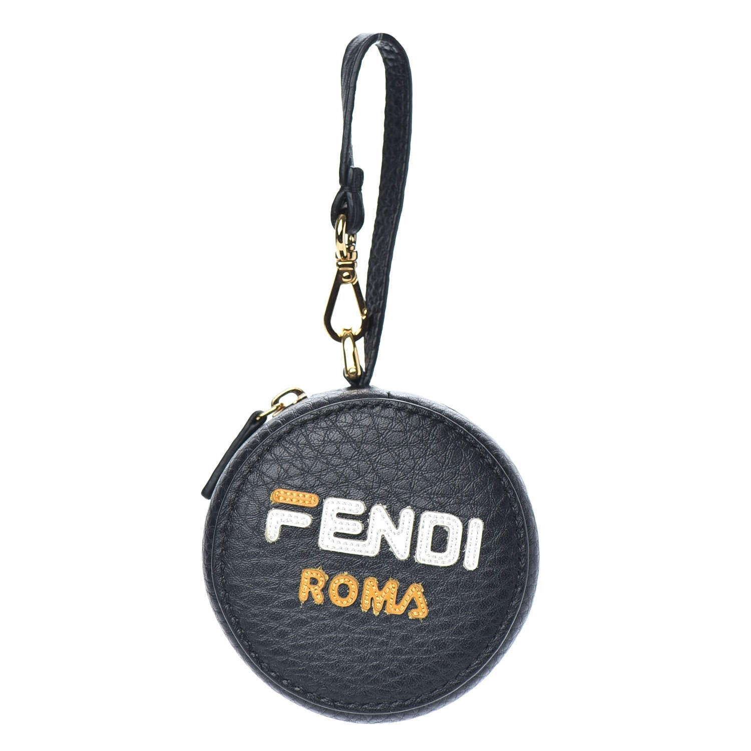 Fendi X FILA Calfskin Mania Backpack Help Bag Charm Black 740021