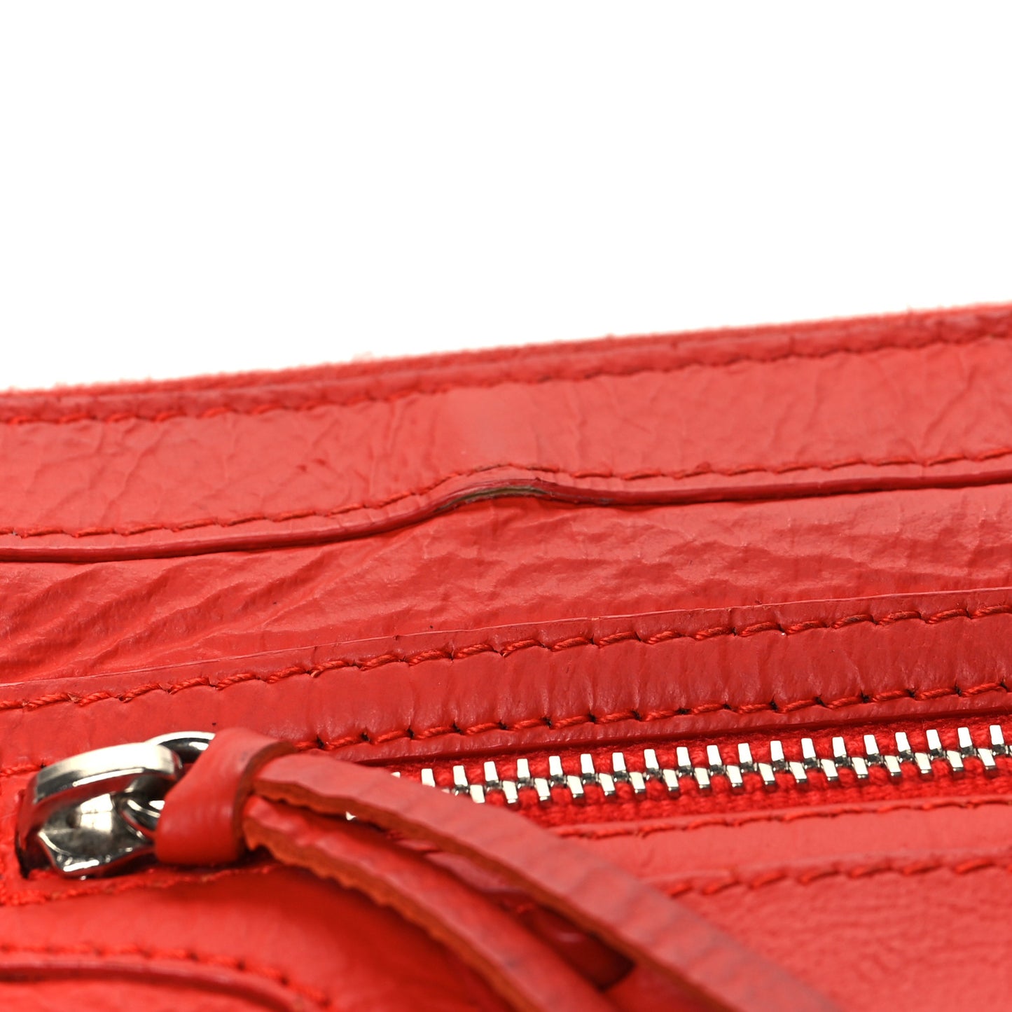 Matte Goatskin Rubber Covered Classic Hardware Small Pouch Rouge Coquelicot