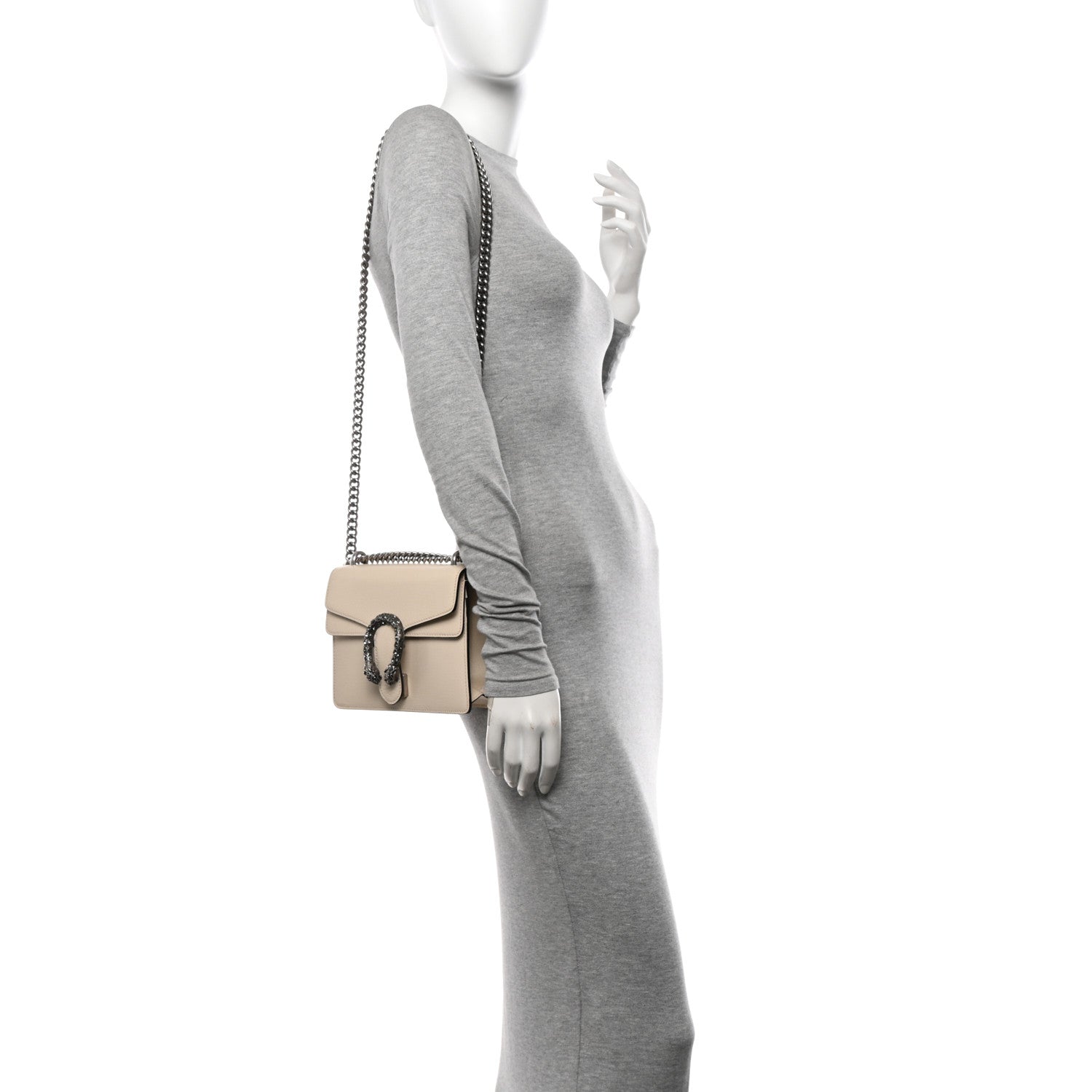 Gucci Textured Calfskin Crystal Mini Dionysus Shoulder Bag Mystic White 2 of 10