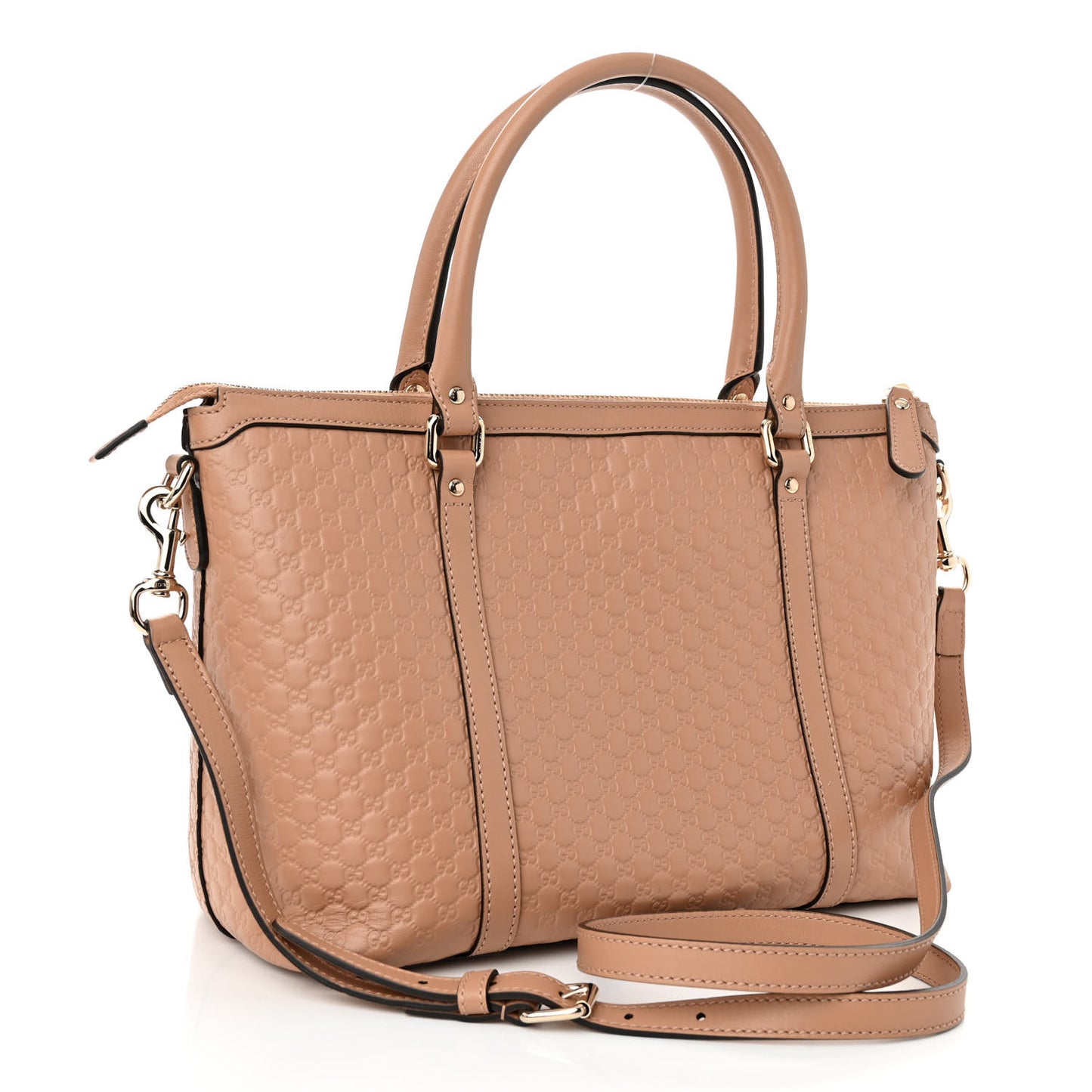 Soft Microguccissima Small Zippered Satchel Camelia