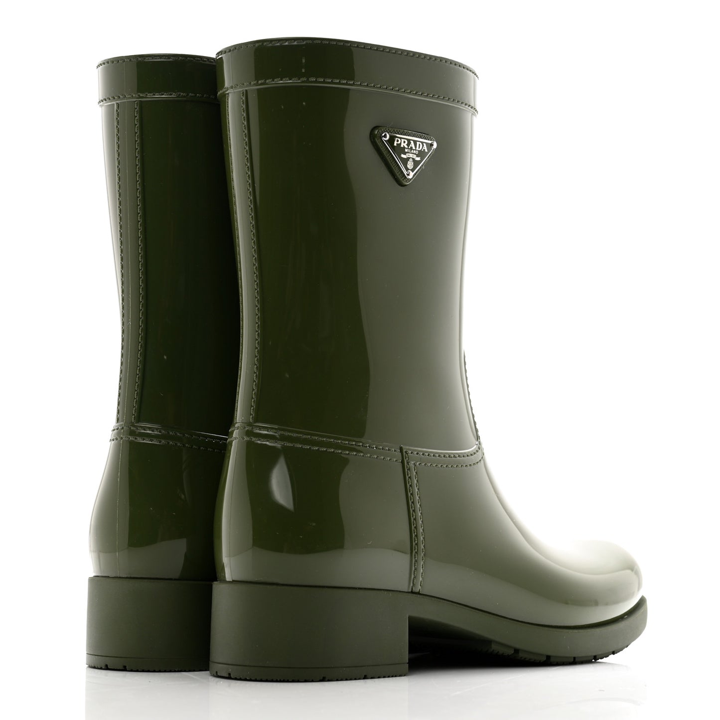 Sport Rubber Metal Triangle Logo Ankle Rain Boots 36 Olivia