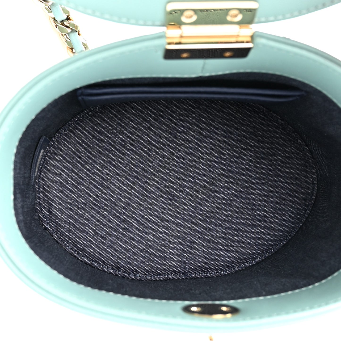 Lambskin Resin Elegant Chain Vanity Case Light Blue