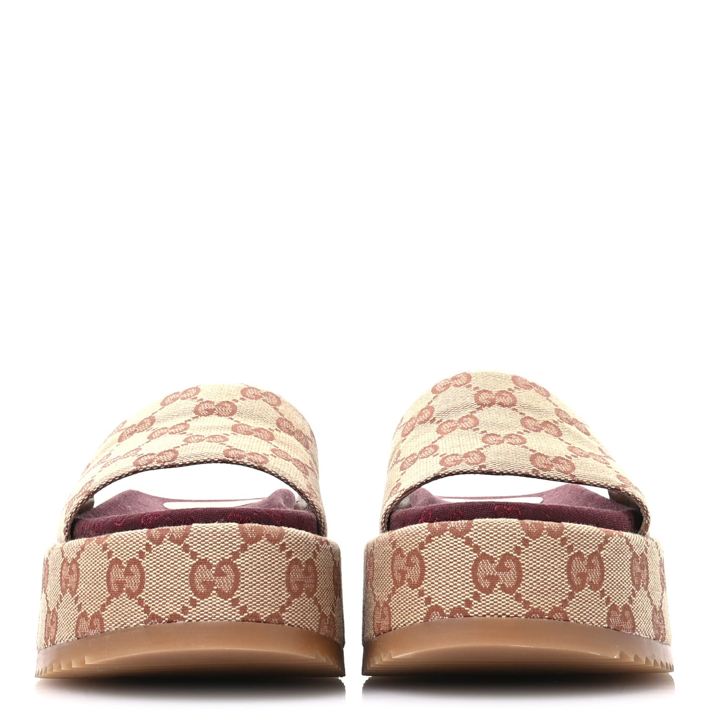 Canvas GG Monogram Angelina Platform Slide Sandals 36.5 Beige Ruggine