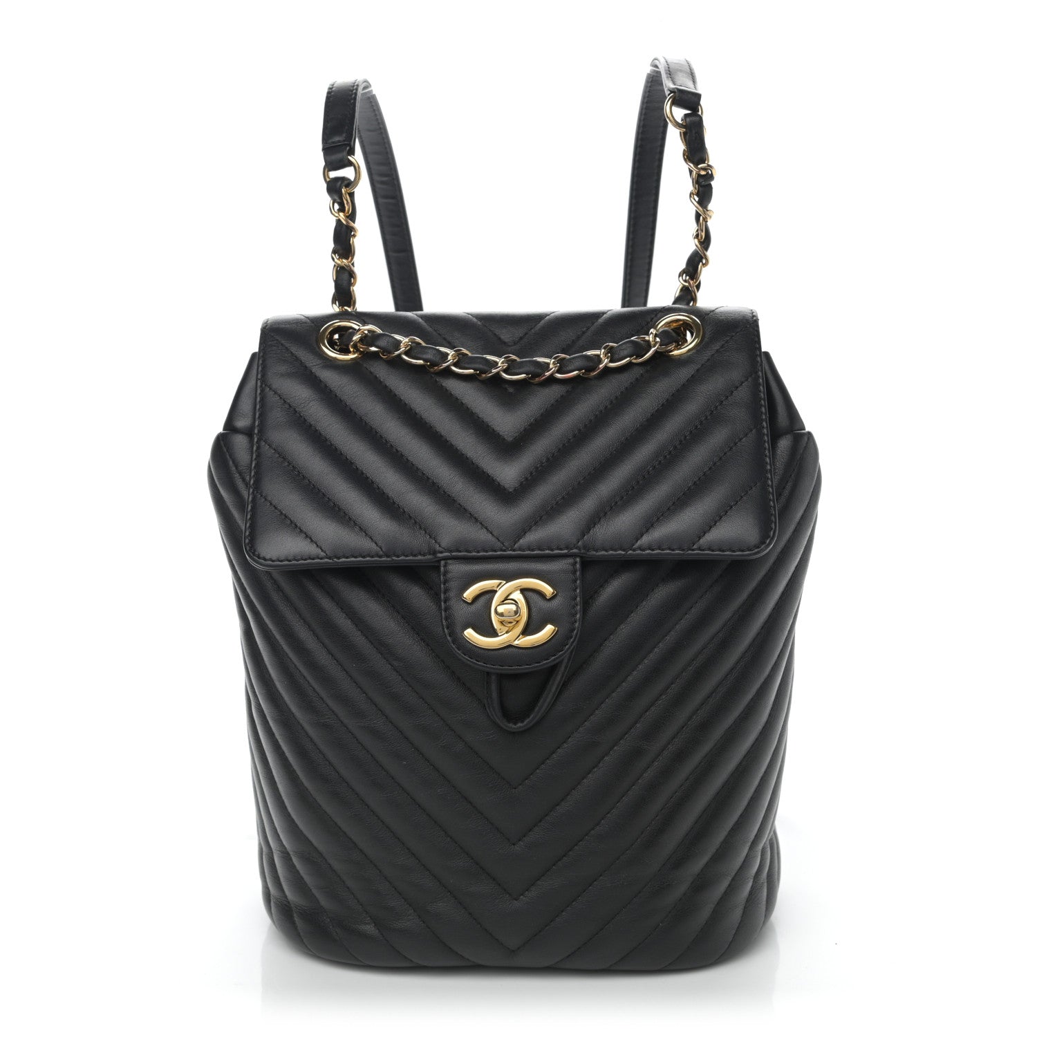 Chanel Calfskin Chevron Quilted Small Urban Spirit Backpack Black 1 of 9