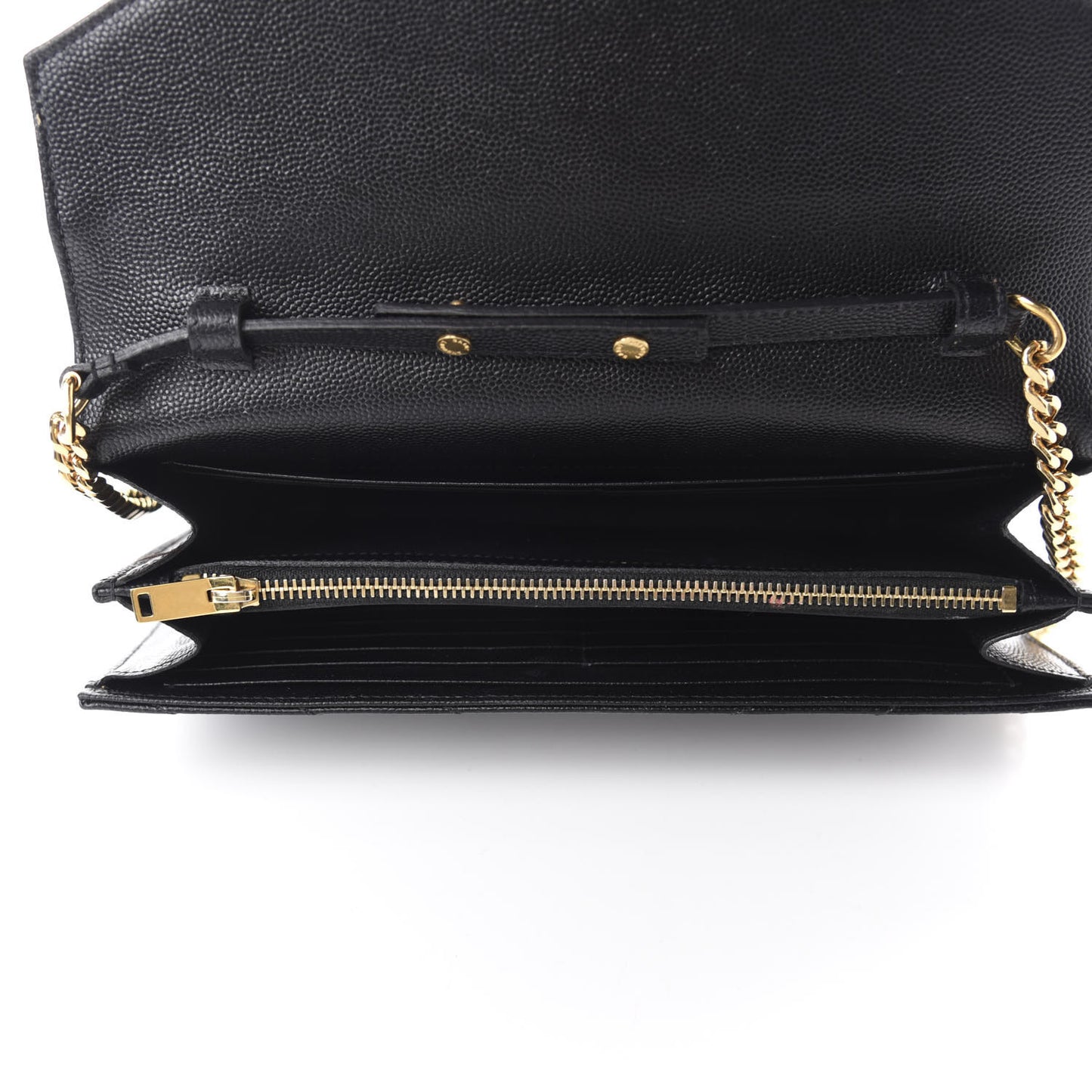 Grain De Poudre Matelasse Chevron Monogram Chain Wallet Black