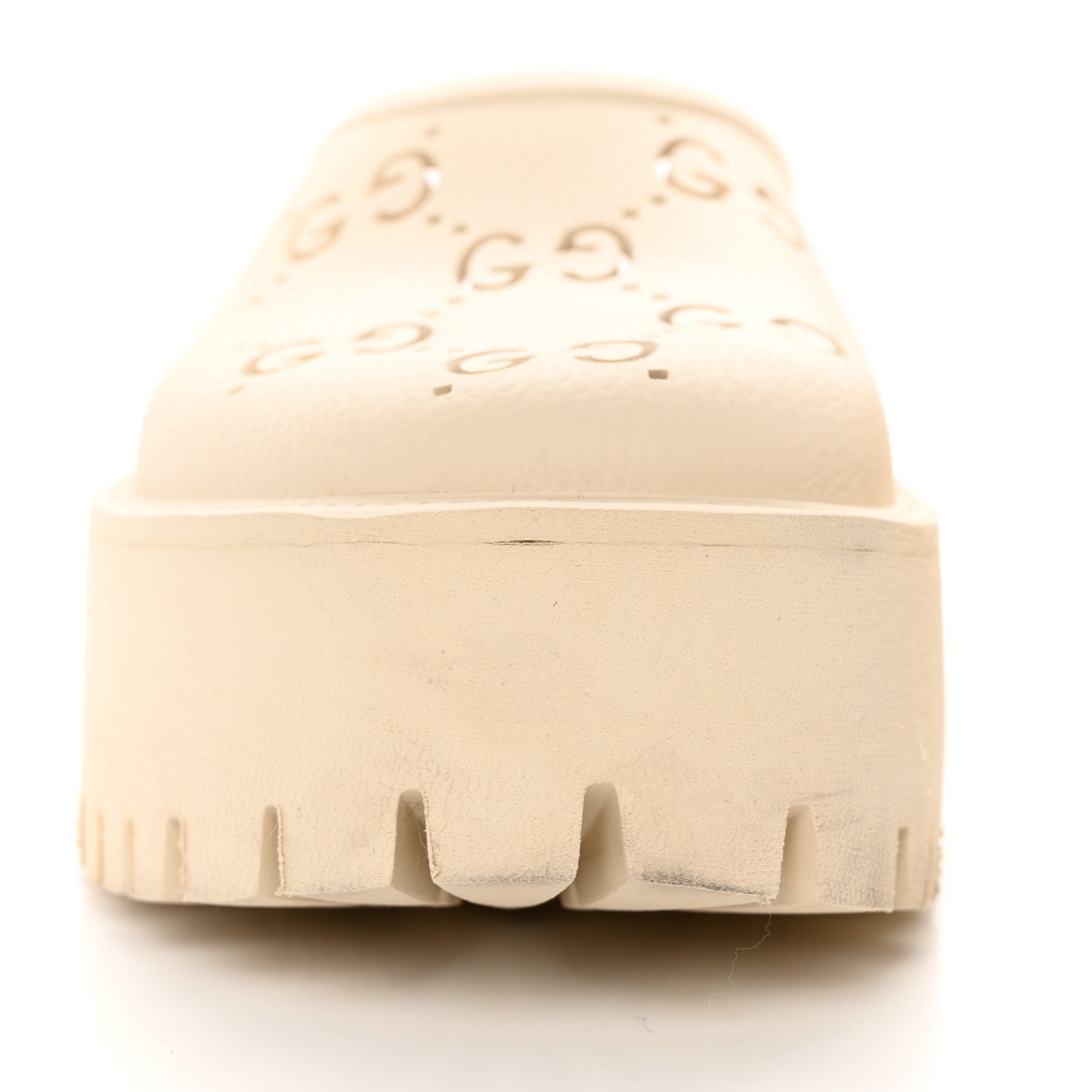 Rubber GG Monogram Perforated Elea Platform 55mm Lug Sole Sandals 39 Mystic White