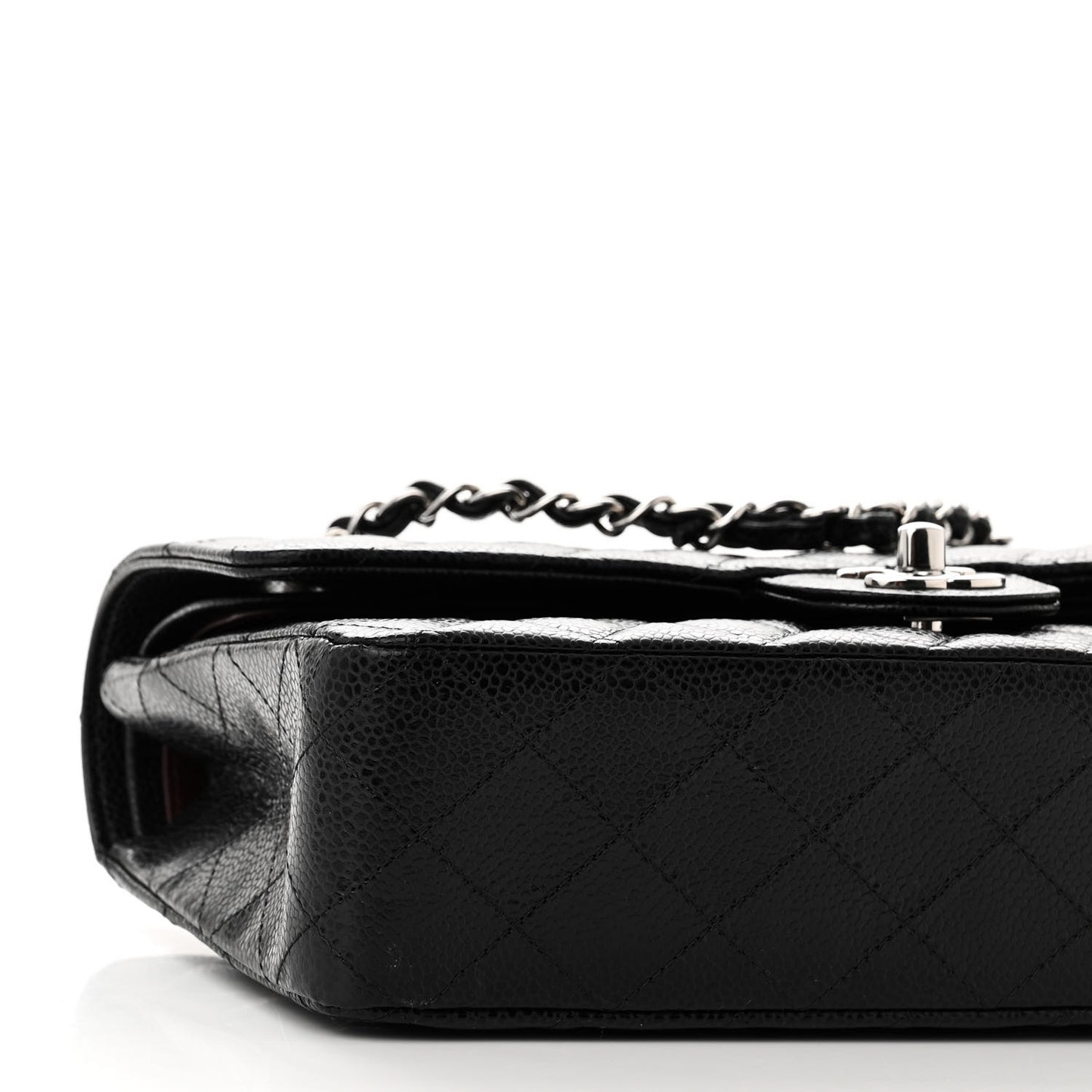 Caviar Quilted Medium Double Flap Black