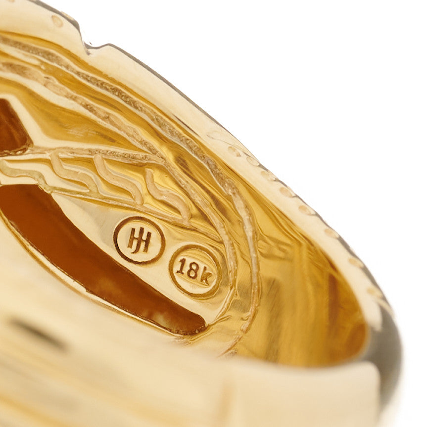 John Hardy 18K Yellow Gold Grey Diamond Lahar Dome Ring 54 7 4 of 6