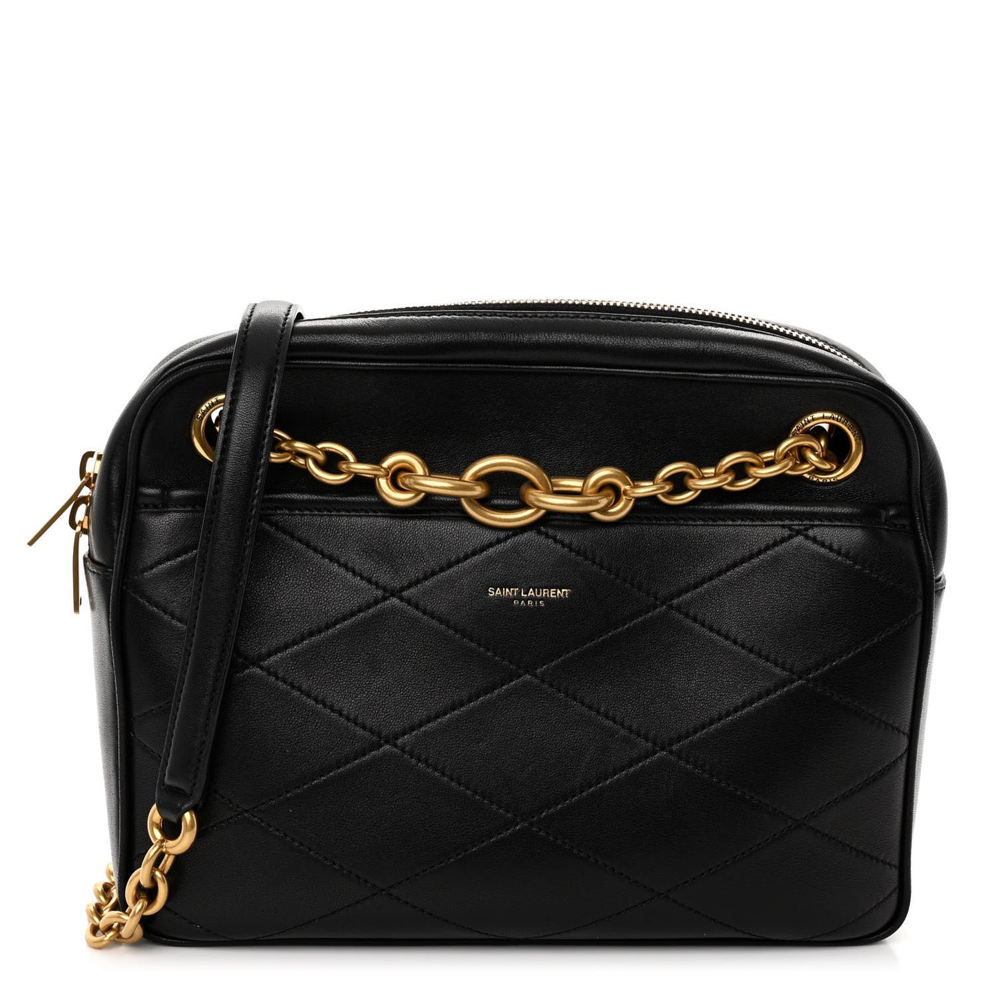 Lambskin Quilted Le Maillon Chain Strap Crossbody Black