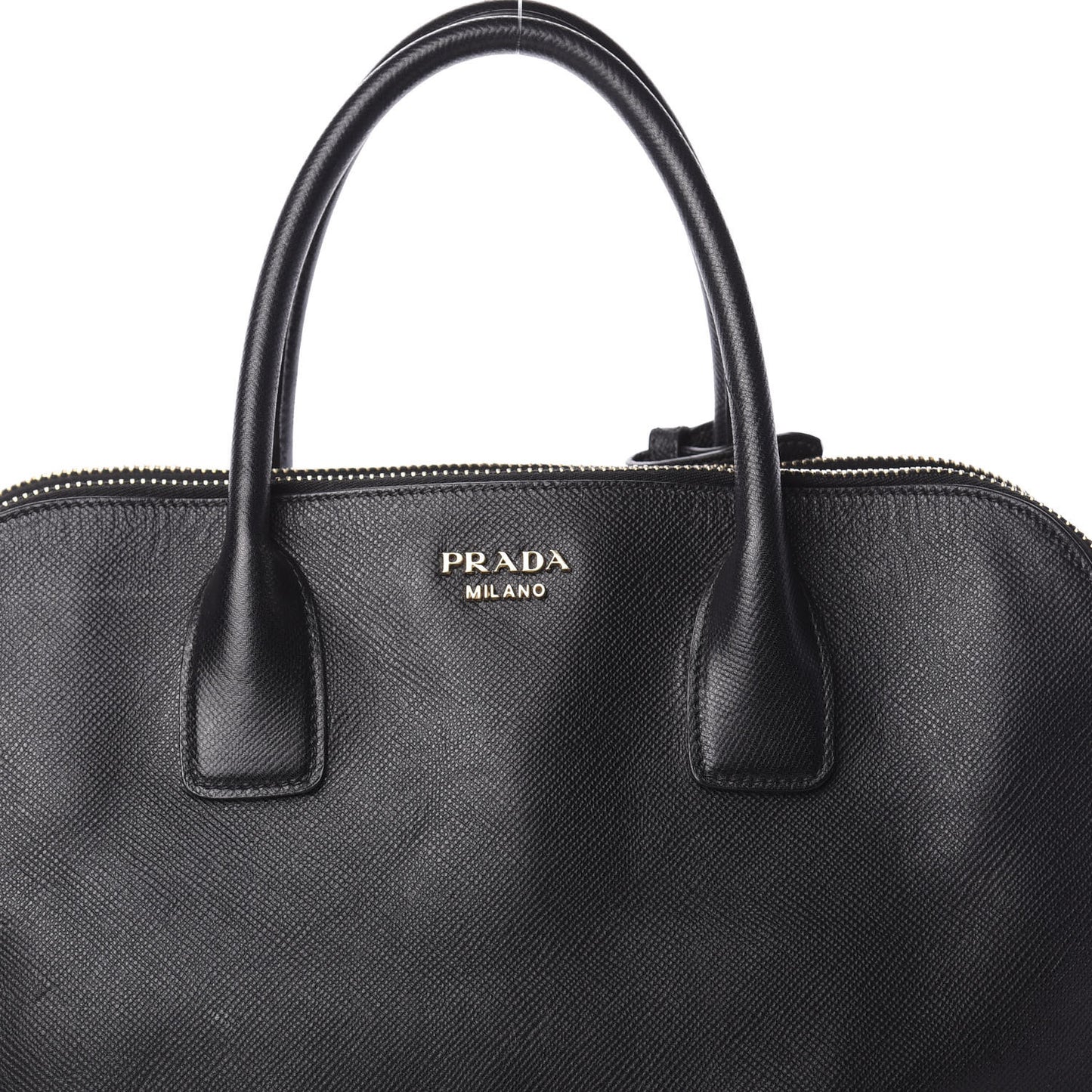 Saffiano Cuir Top Handle Dome Tote Black