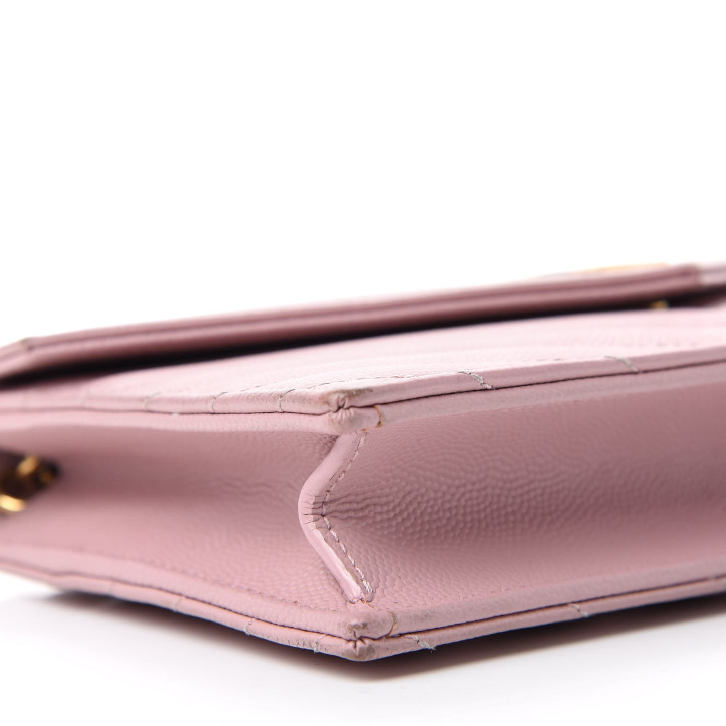 Grain De Poudre Matelasse Chevron Monogram Envelope Chain Wallet Pale Pink