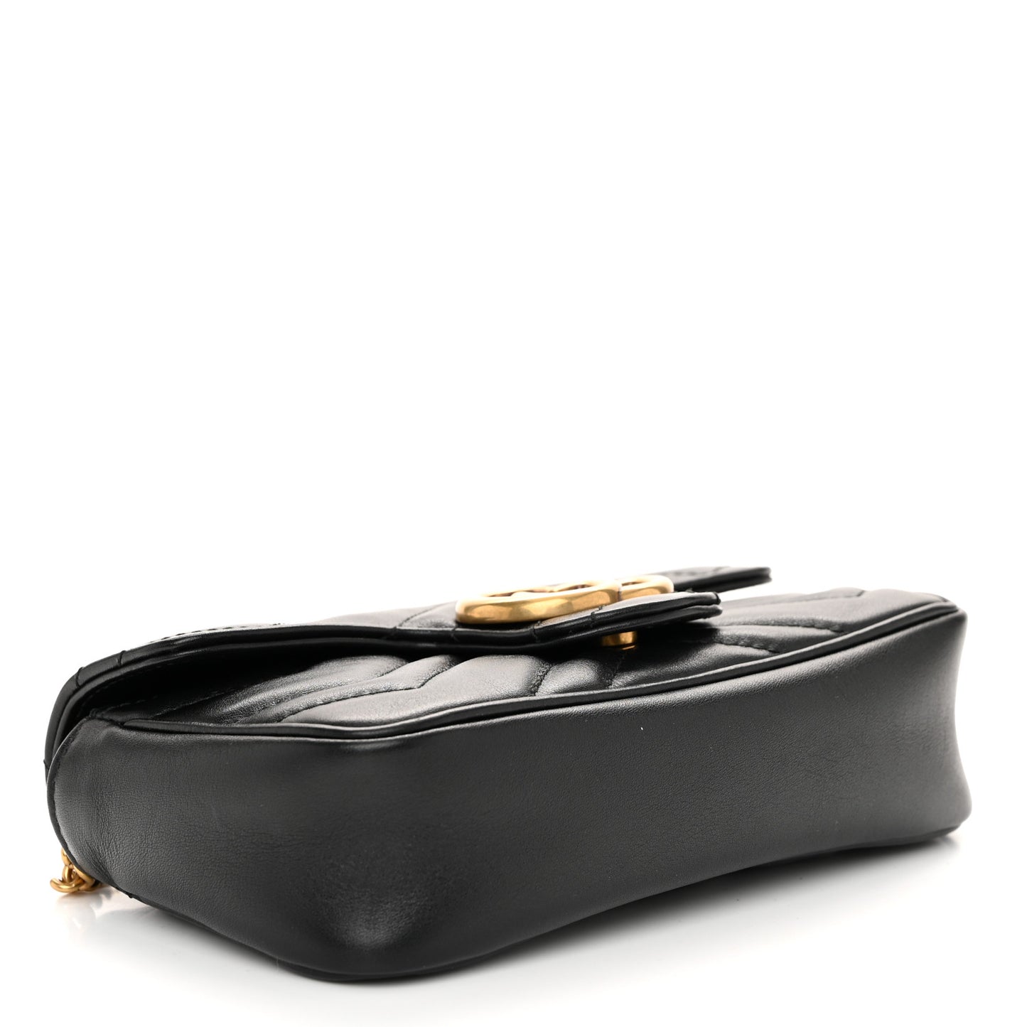Calfskin Matelasse Super Mini GG Marmont Shoulder Bag Black