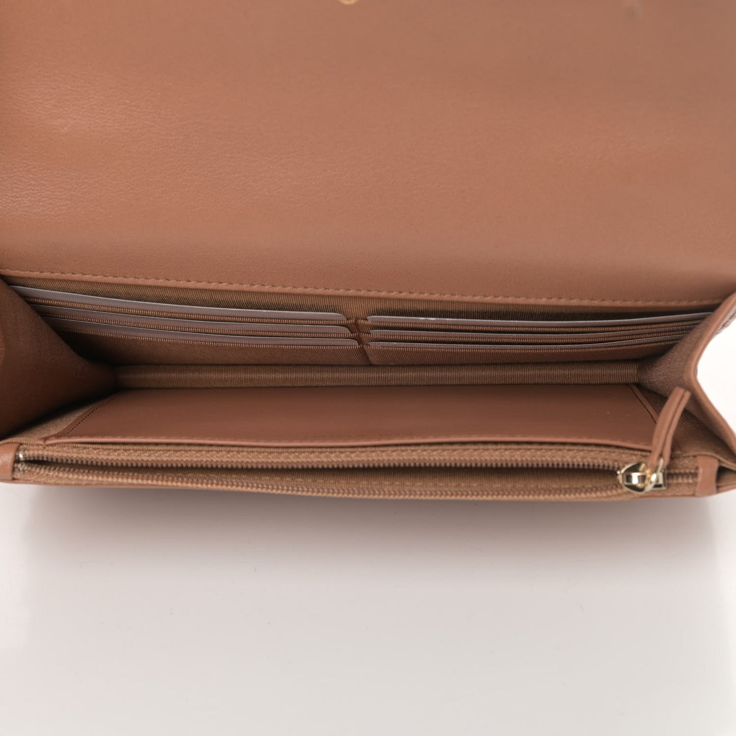 Lambskin Quilted 19 Wallet On Chain WOC Brown