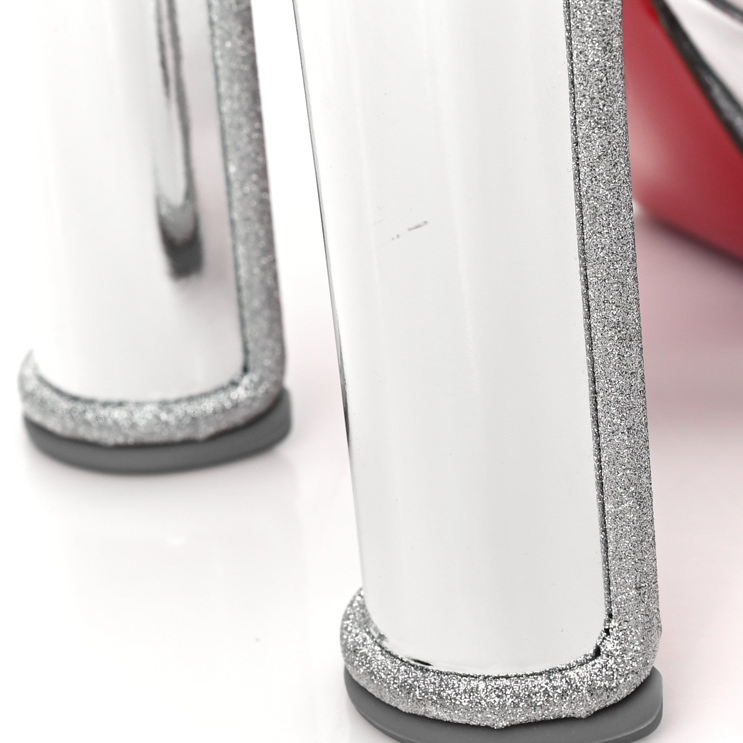 Christian Louboutin Metallic Nappa Glitter Amali Alta 130 Platform Sandals 39 Silver 8 of 9