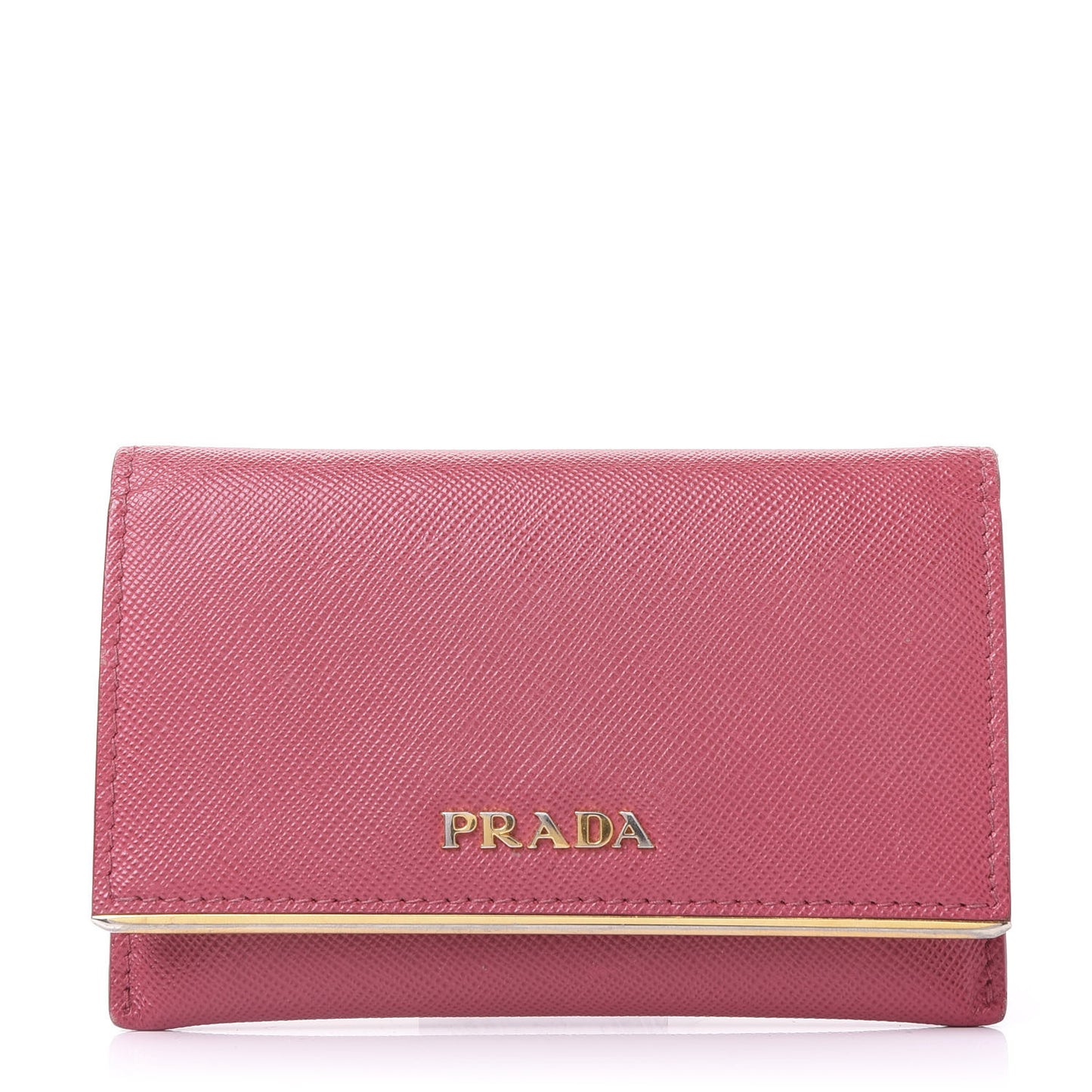 Saffiano Compact Metal Bar Flap Wallet Peonia