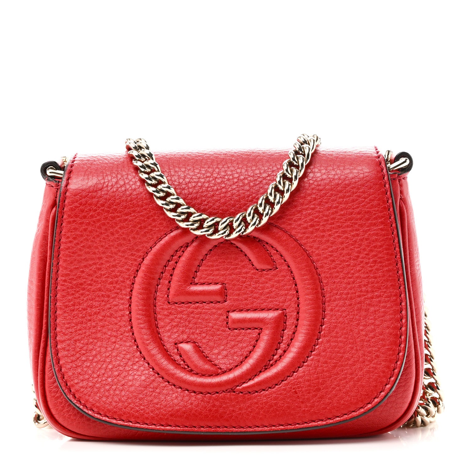 Gucci Pebbled Calfskin Small Soho Flap Crossbody Red 1913997