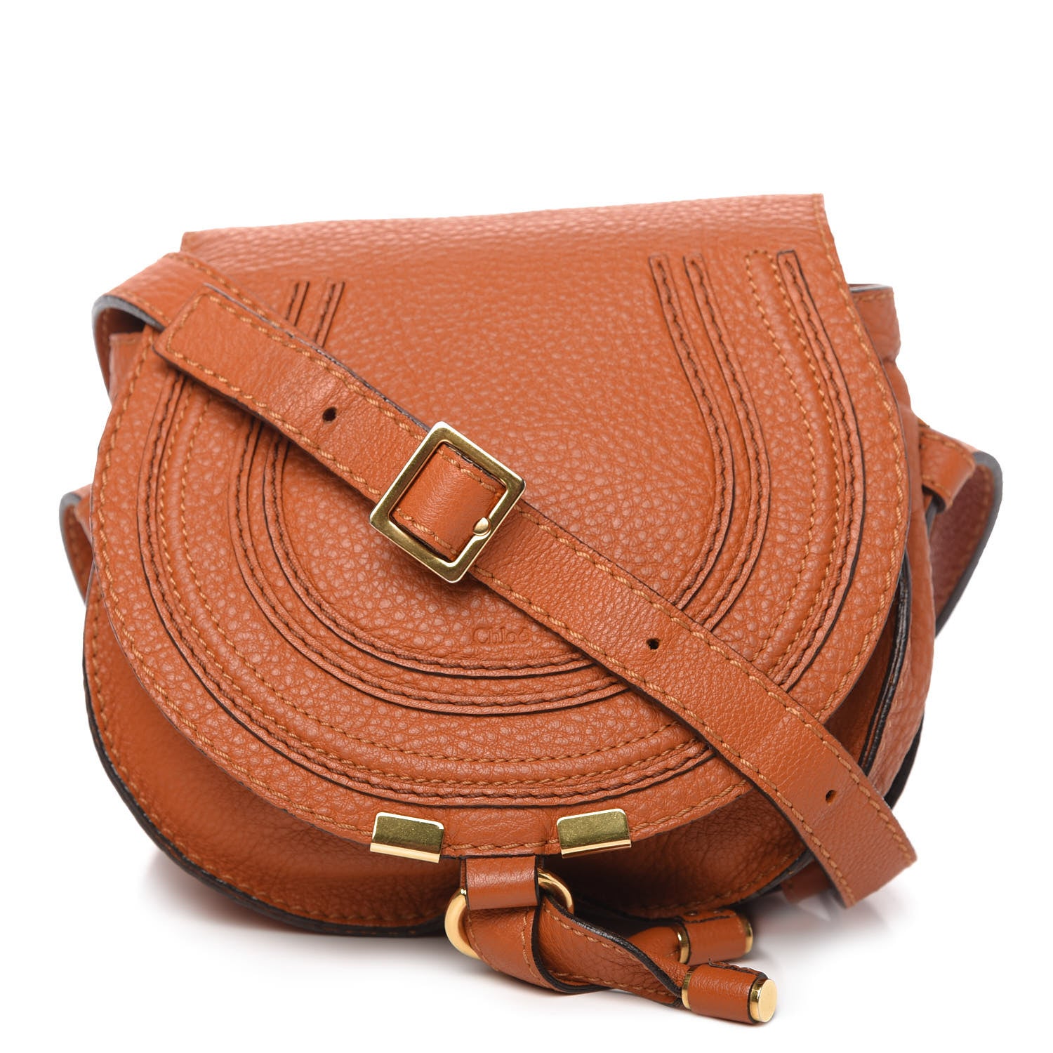 Chloe Calfskin Mini Marcie Round Crossbody Bag Tan 1 of 9