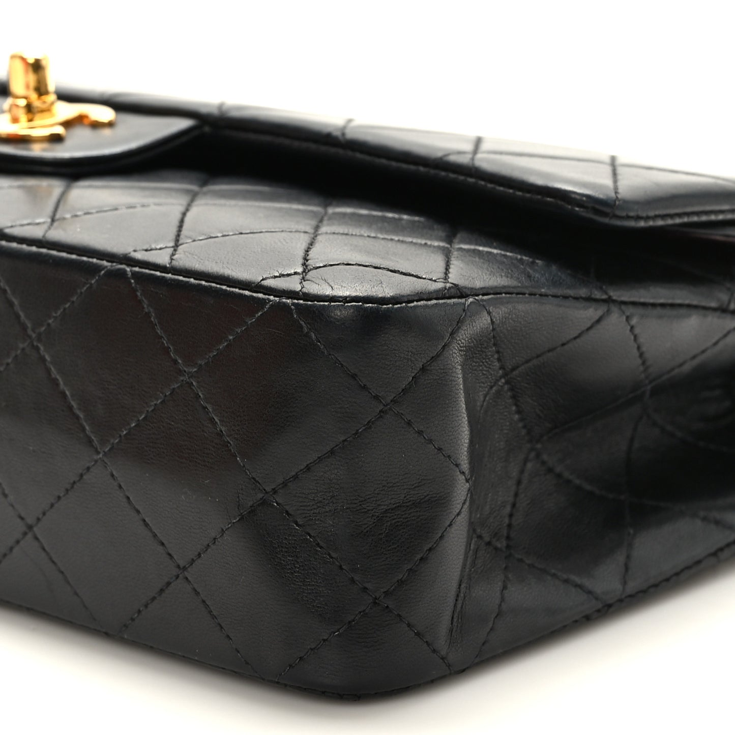 Lambskin Quilted Medium Double Flap Black