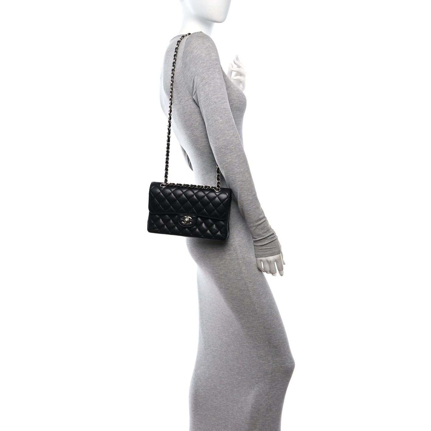 Caviar Quilted Small Double Flap Black