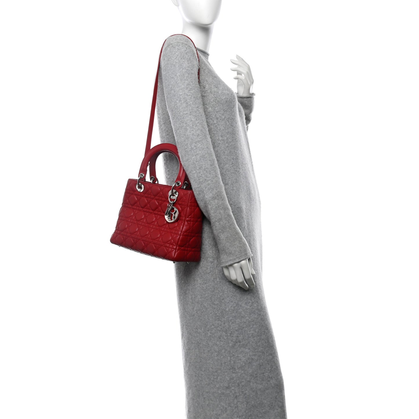 Lambskin Cannage Medium Lady Dior Red