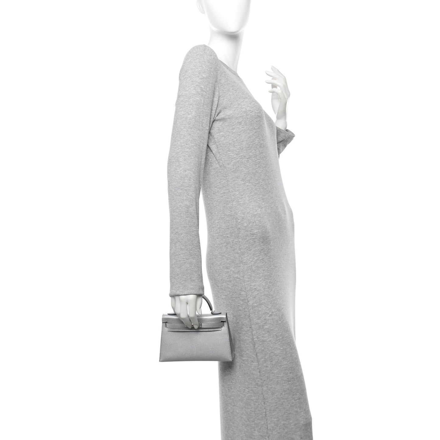 Metallic Chevre Chamkilight Mini Kelly Sellier 20 Argent