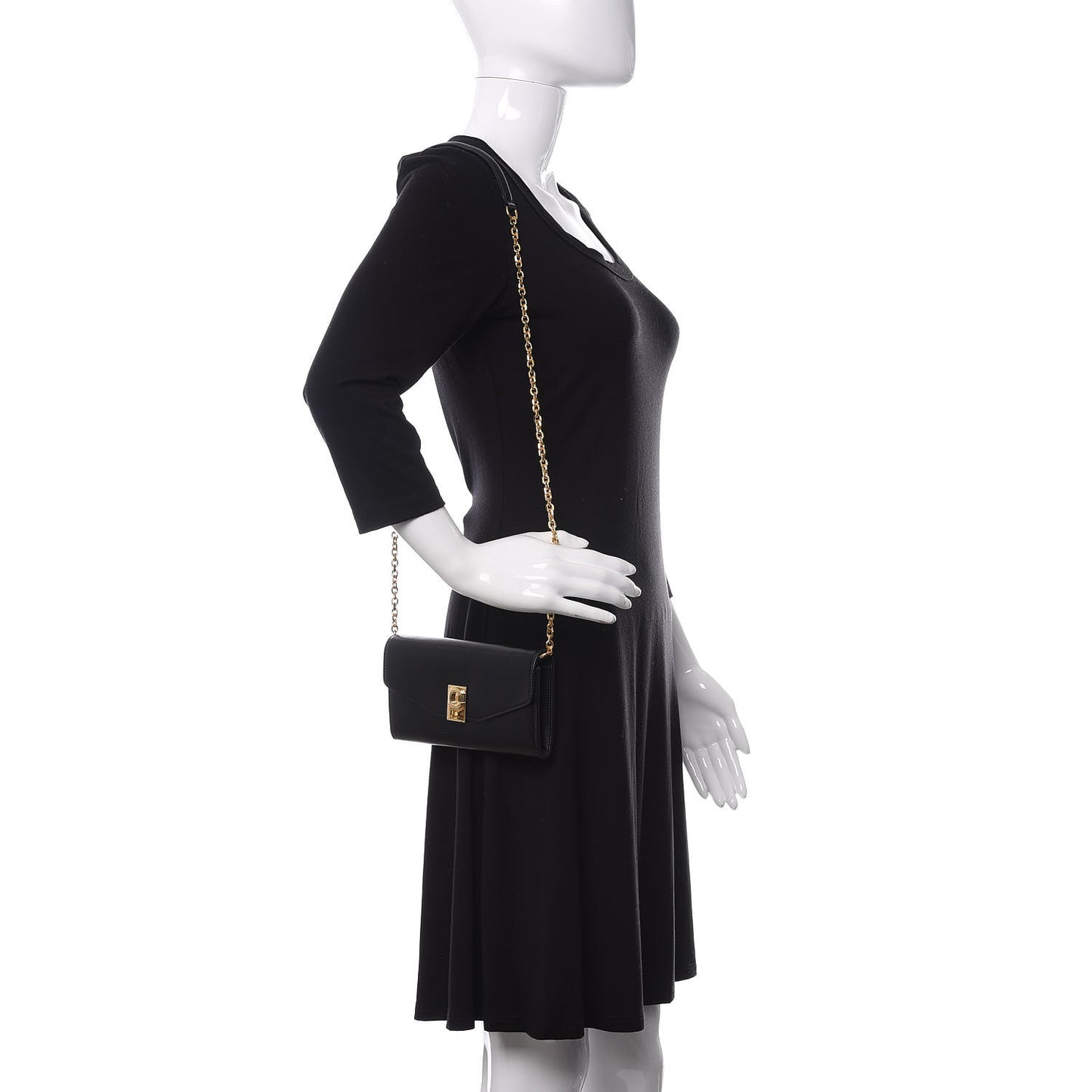 Calfskin C Wallet On Chain Bag Black