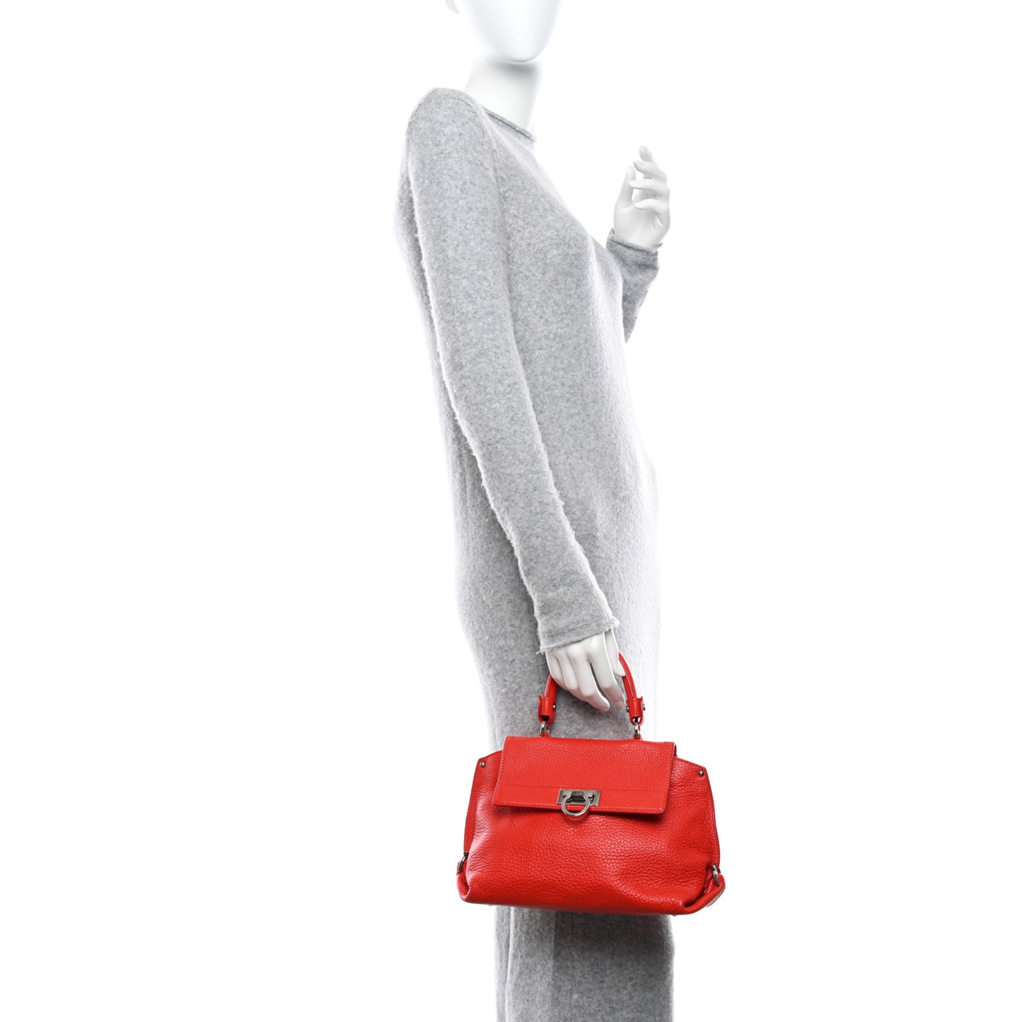 Grained Calfskin Sofia Satchel Red