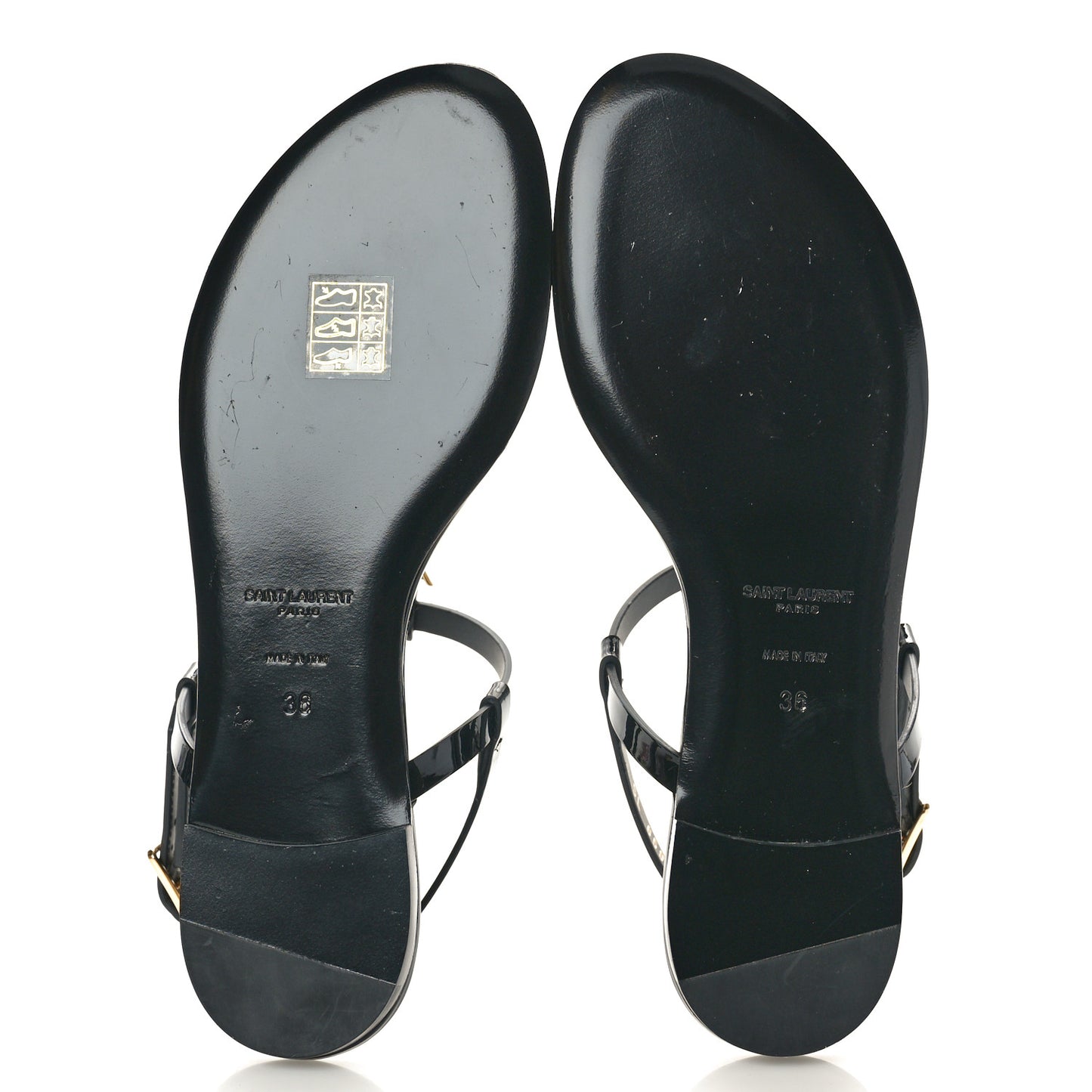 Patent Calfskin Cassandra Monogram Sandals 36 Black