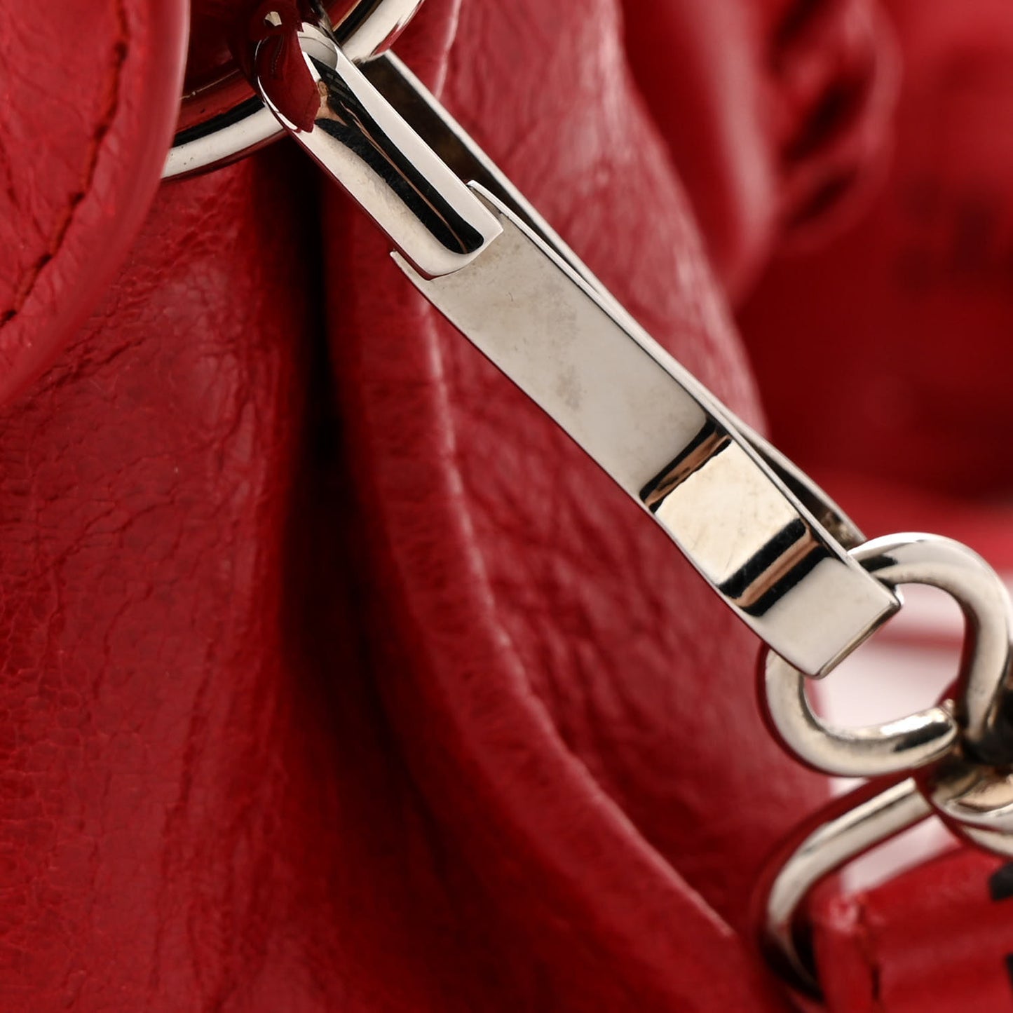 Agneau Classic Silver Hardware Mini City Logo Strap Red Black