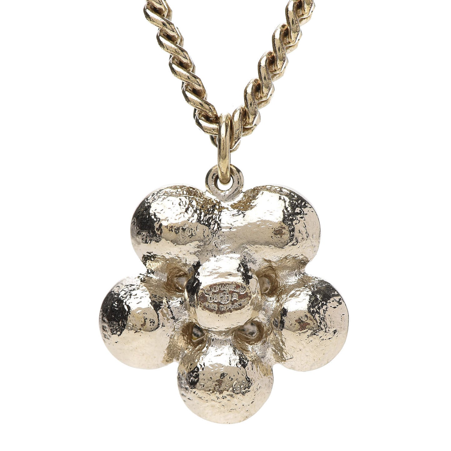 Crystal CC Flower Pendant Necklace Gold