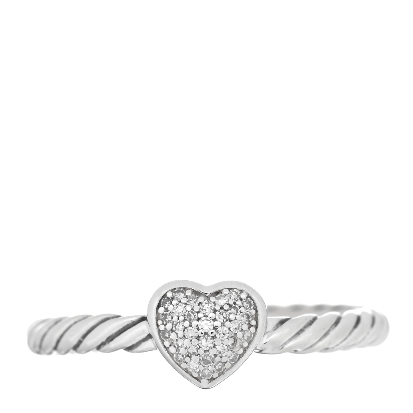 Sterling Silver Diamond Cable Classics Heart Ring 52 6