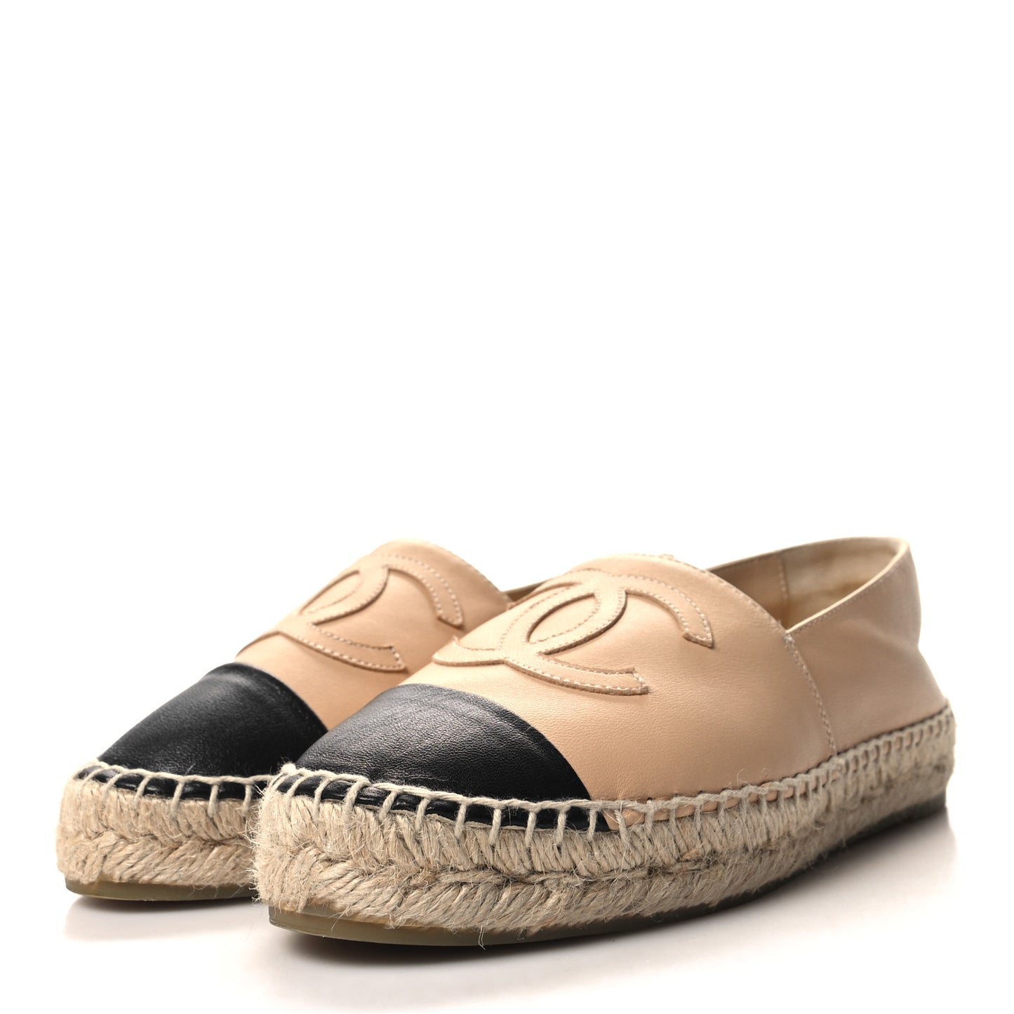 Lambskin CC Espadrilles 35 Beige Black