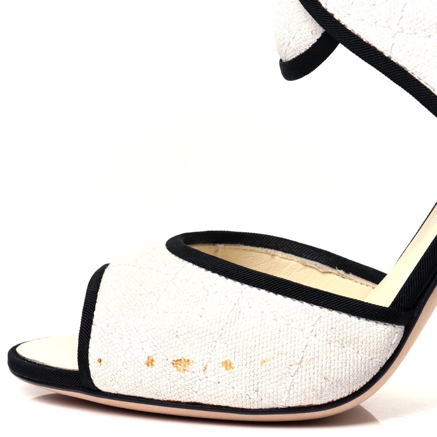 Grosgrain Canvas Quilted Open Toe CC Sandals 35 White