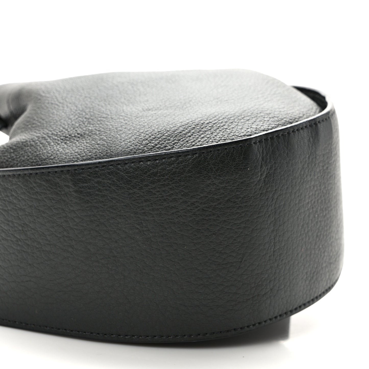 Grained Calfskin Drawstring Pouch Black