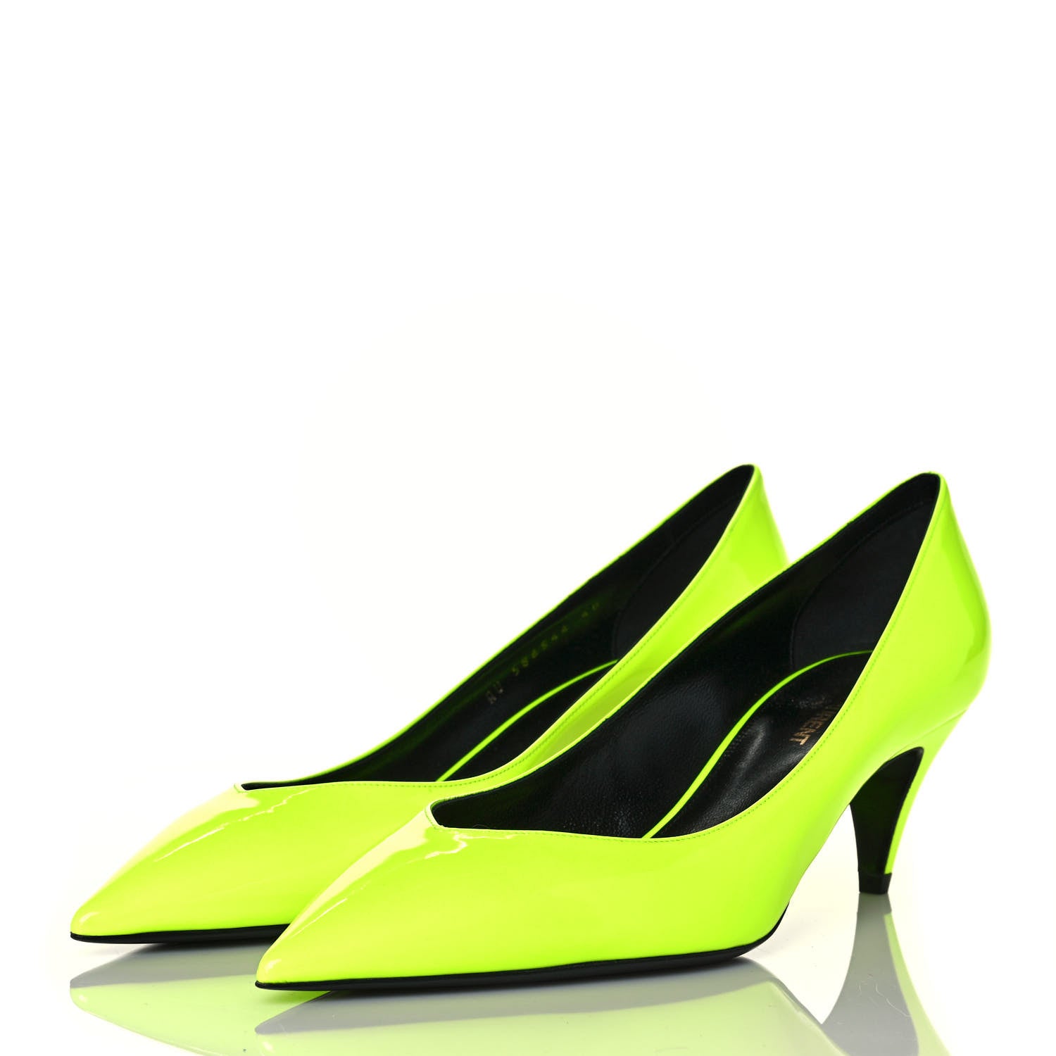 Saint Laurent Patent Calfskin Kiki 55 Pumps 40 Neon Yellow 3 of 9