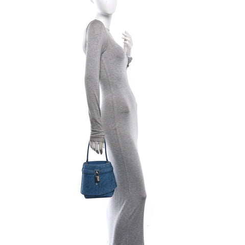 Denim Shark Lock Bucket Bag Medium Blue