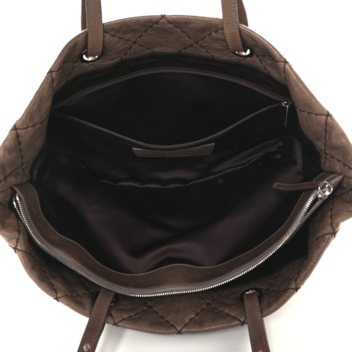 Glazed Calfskin Large On The Road Tote Brown