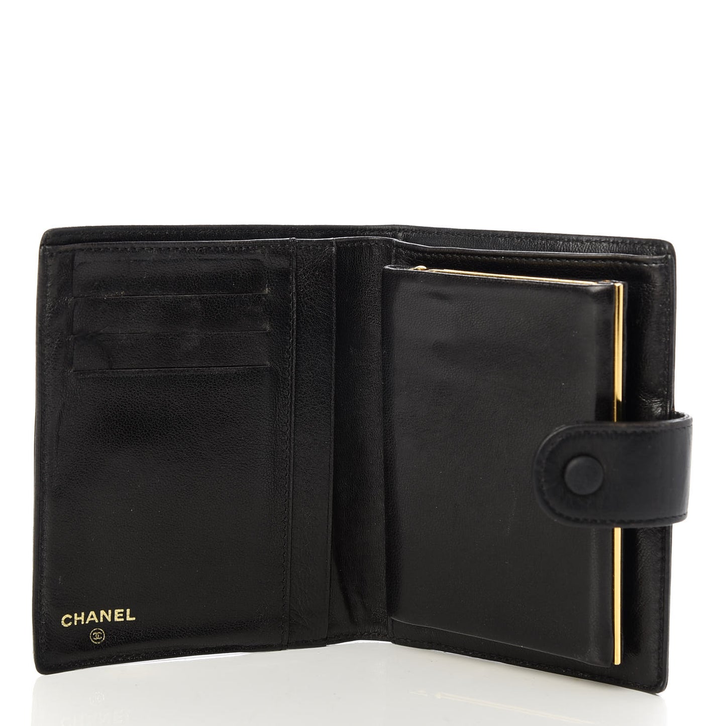Lambskin Timeless CC Compact French Wallet Black