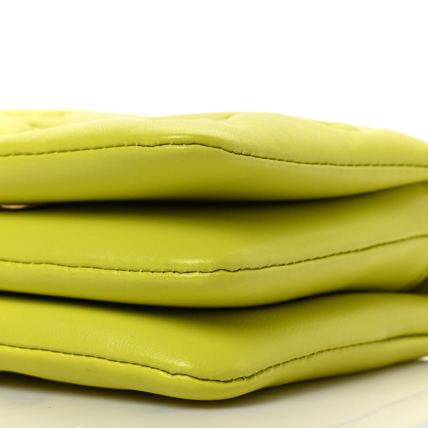 Lambskin Embossed Monogram Coussin Belt Vert Acide