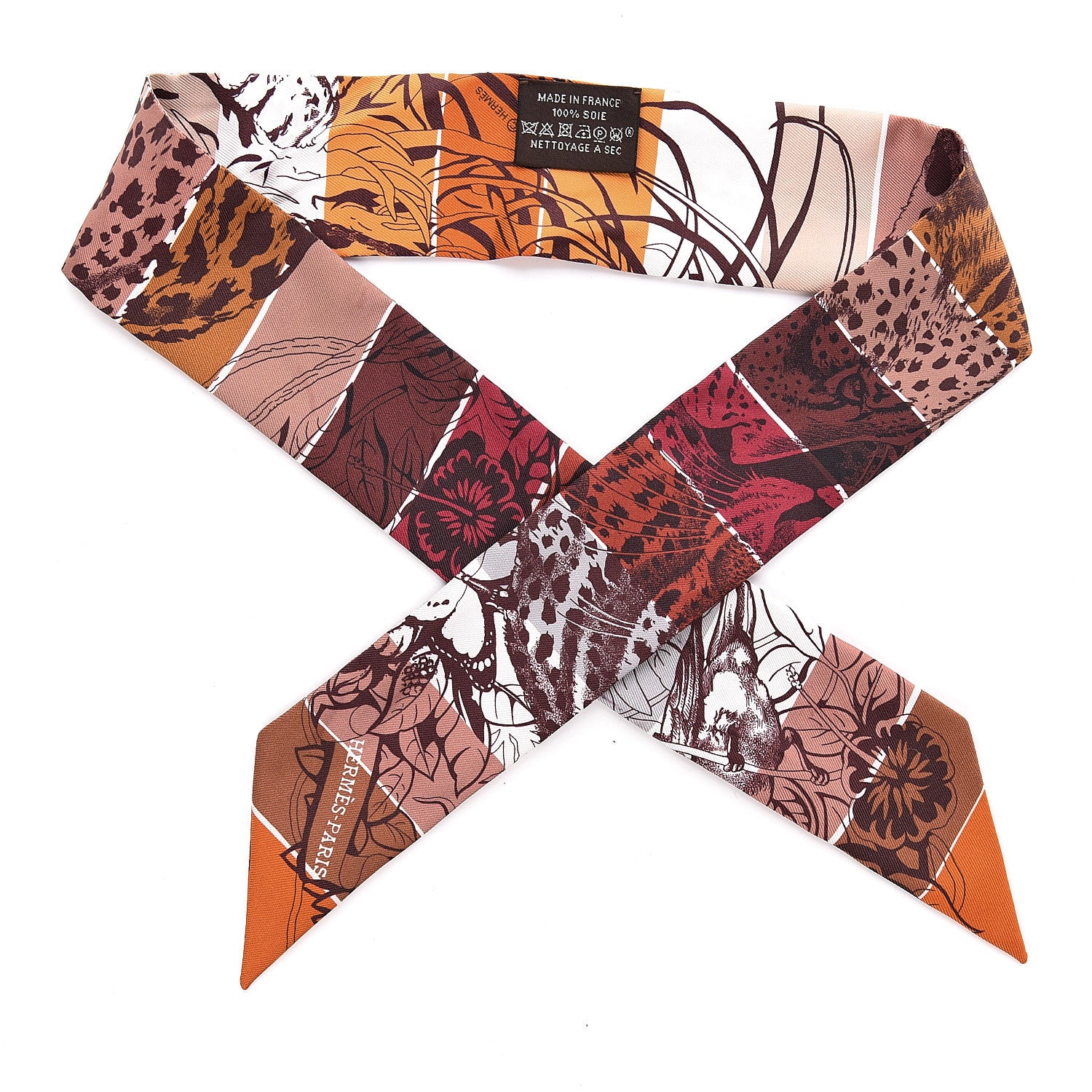 Hermes Silk Jungle Love Rainbow Twilly Brun Brique Fauve 475294