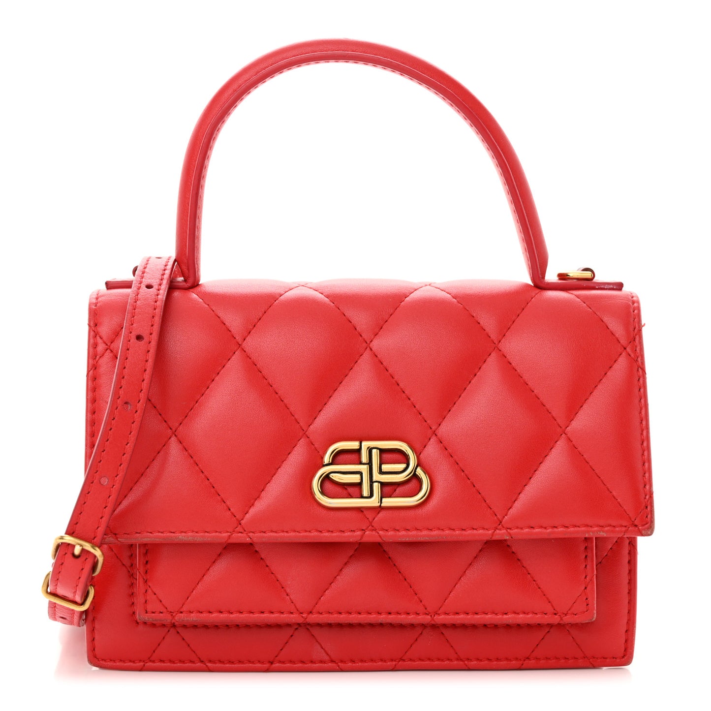 Nappa Calfskin Quilted XS Sharp Top Handle Bag Bright Red